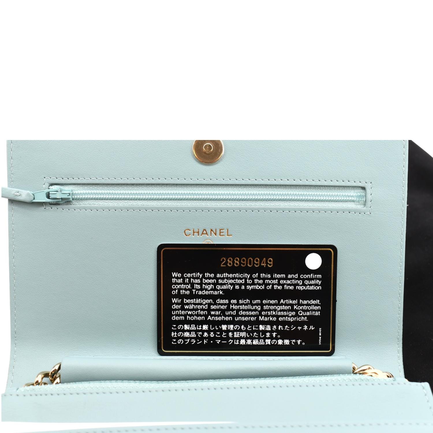 CHANEL Boy Woc Caviar Leather Wallet On Chain Clutch Bag Light Green