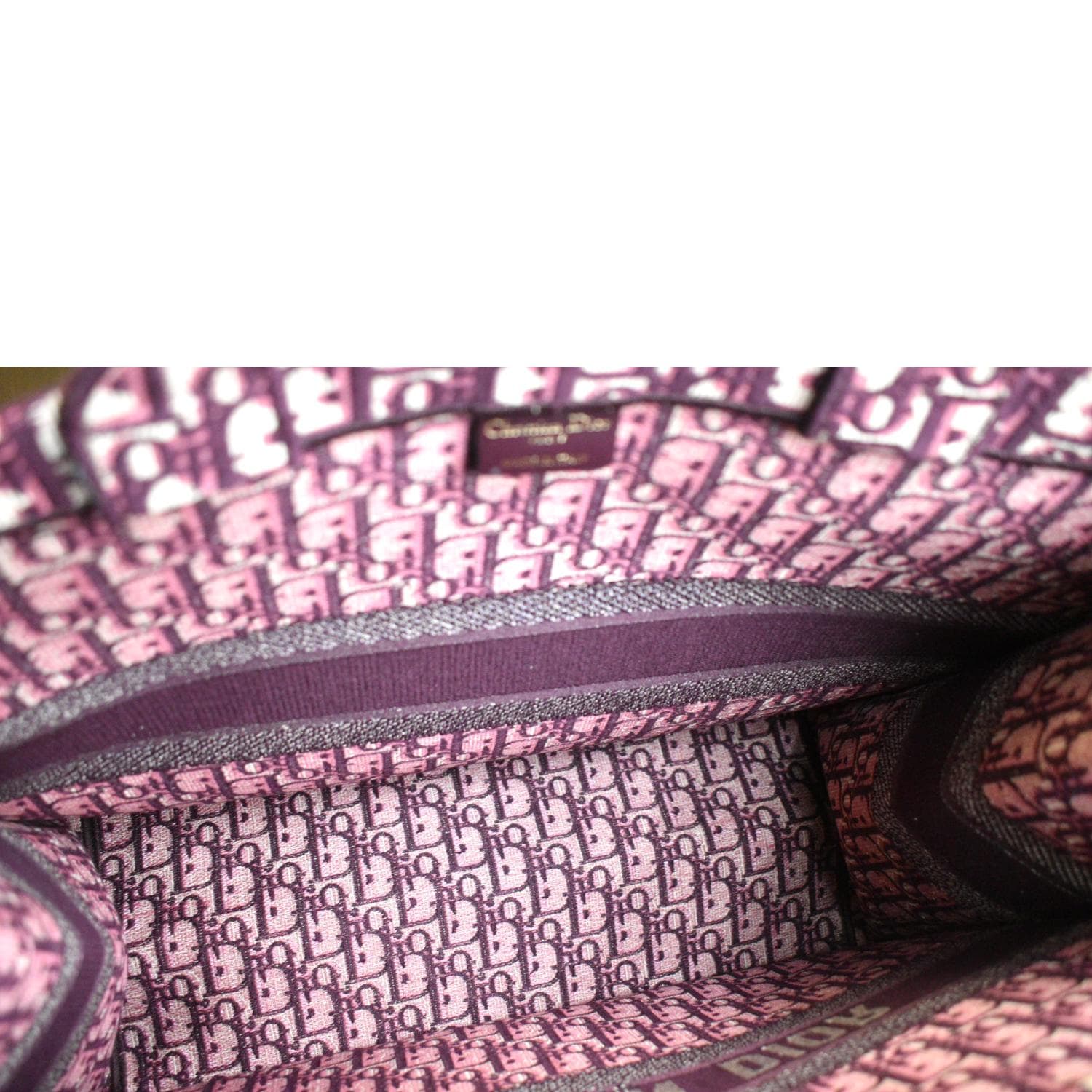 CHRISTIAN DIOR Book Oblique Embroidered Canvas Tote Bag Burgundy