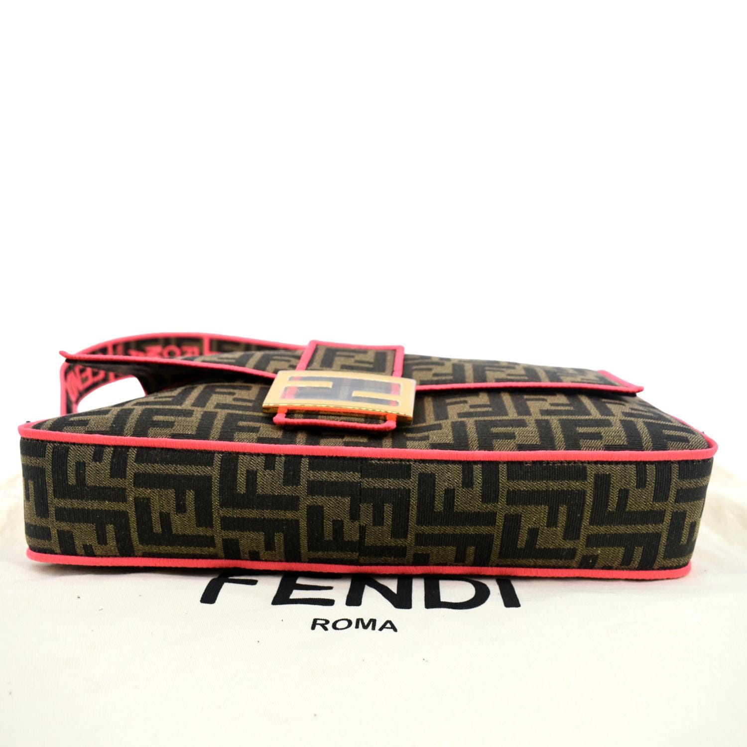 FENDI FF Roma 1974 Jacquard Canvas Shoulder Bag Pink - Hot Deals