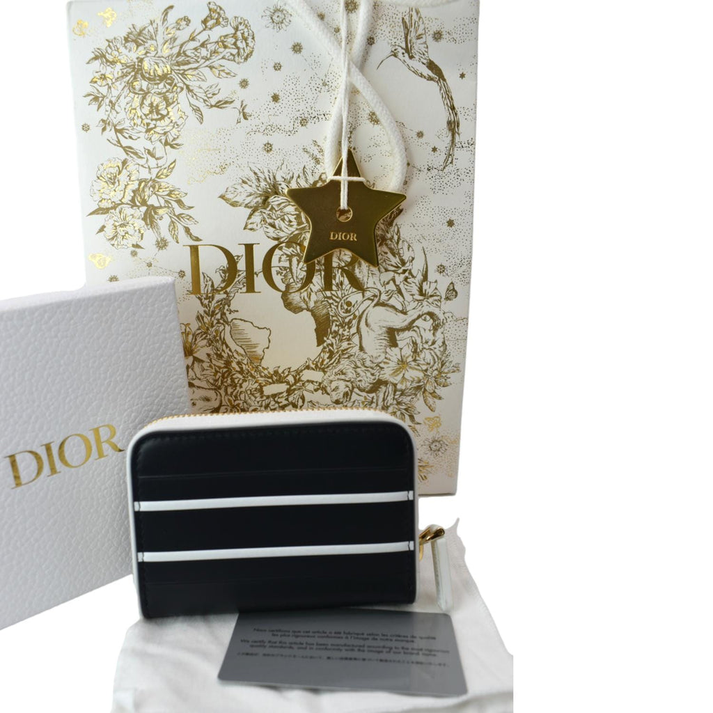 CHRISTIAN DIOR Small Vibe Voyageur Calfskin Leather  Holder Blue