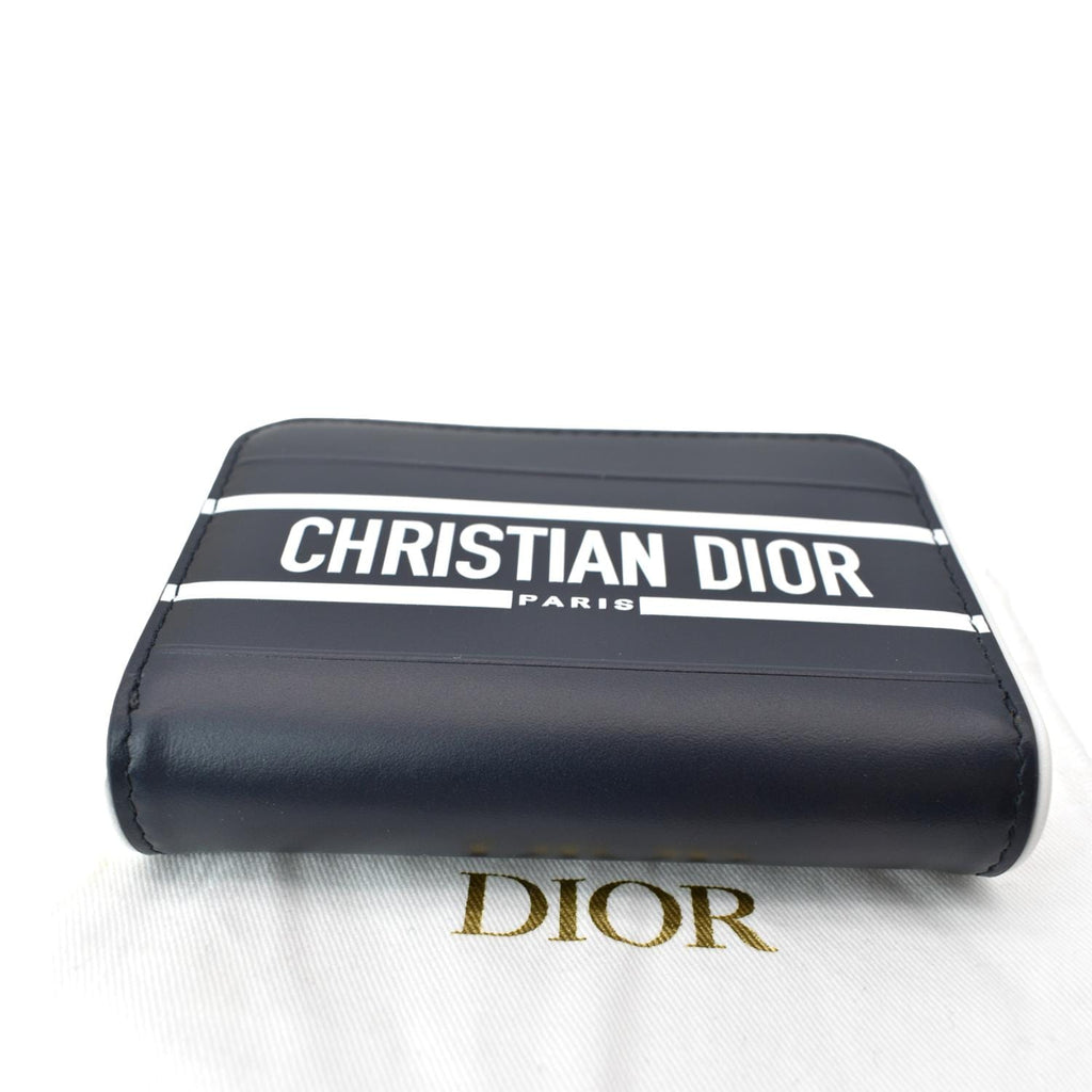 CHRISTIAN DIOR Small Vibe Voyageur Calfskin Leather  Holder Blue