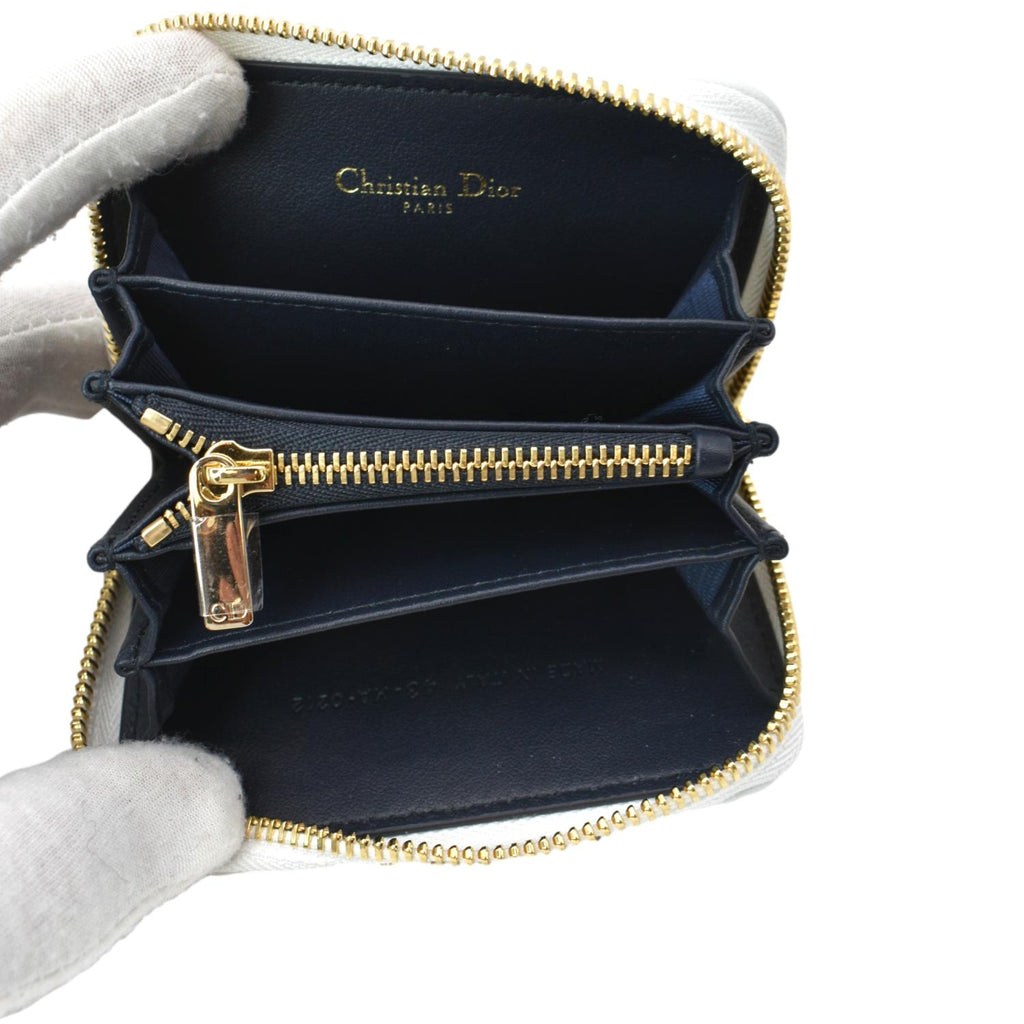CHRISTIAN DIOR Small Vibe Voyageur Calfskin Leather  Holder Blue