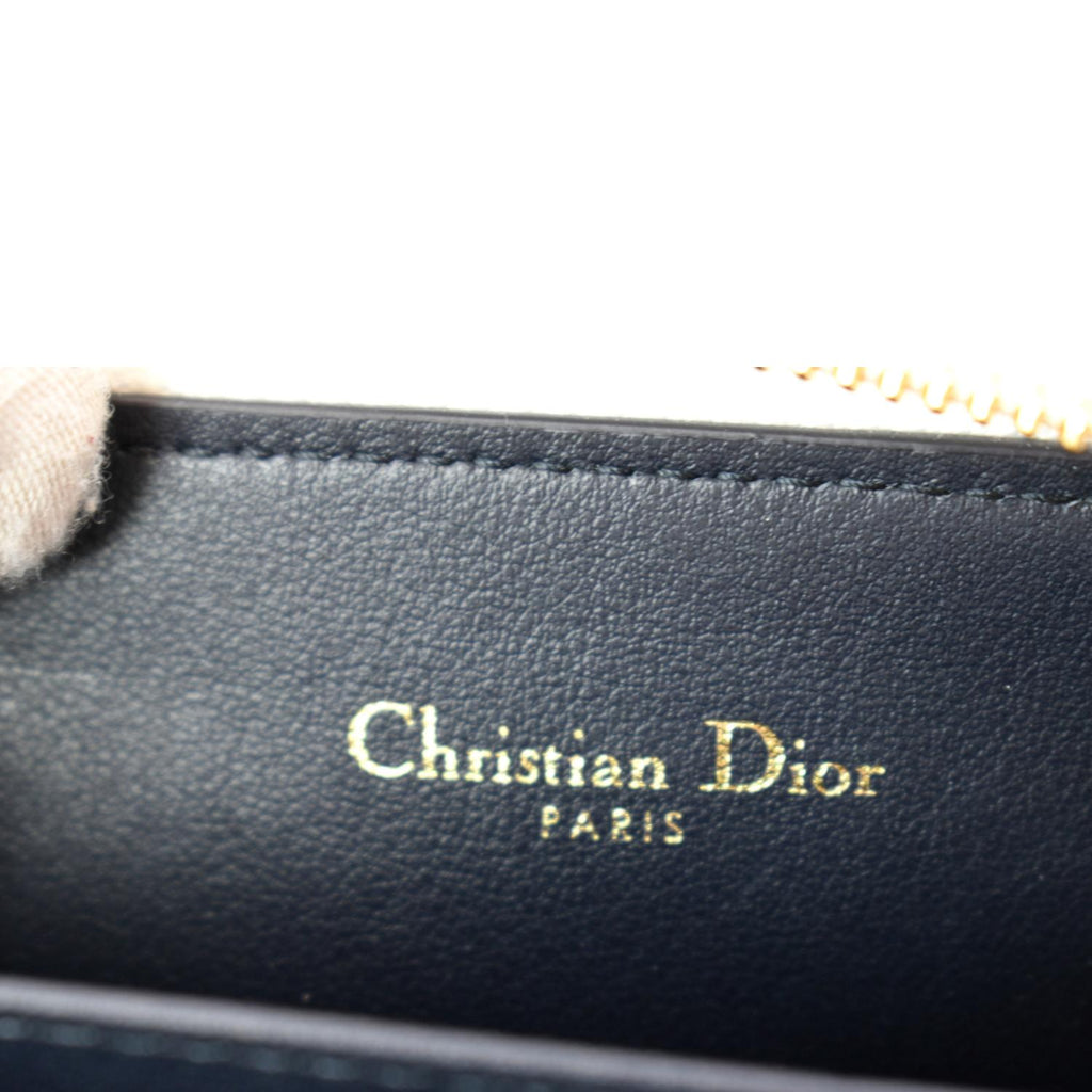 CHRISTIAN DIOR Small Vibe Voyageur Calfskin Leather  Holder Blue