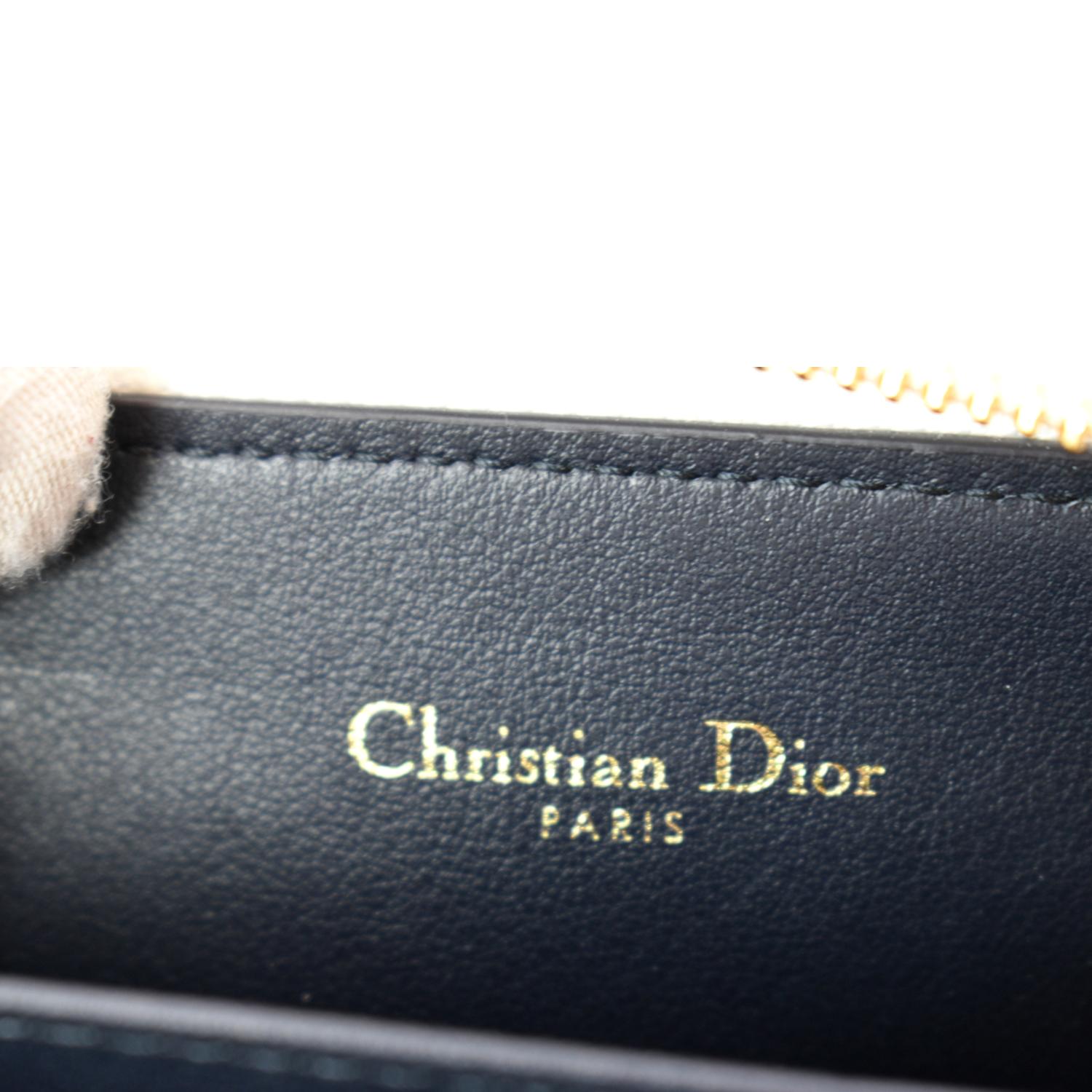 CHRISTIAN DIOR Small Vibe Voyageur Calfskin Leather  Holder Blue