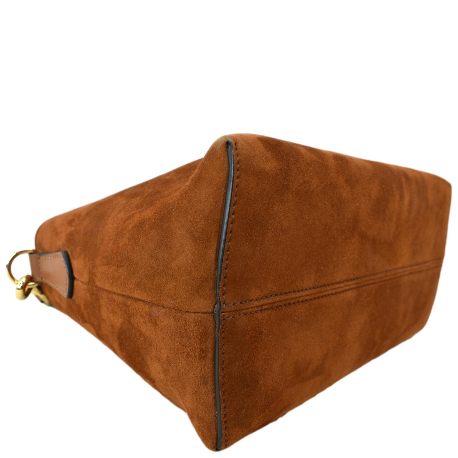 FENDI By The Way Medium Suede Boston Crossbody Bag Brown
