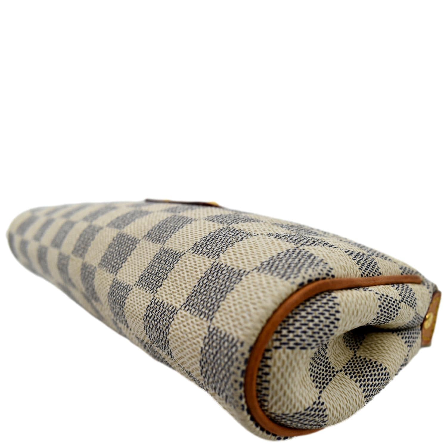 LOUIS VUITTON Pochette Eva Damier Azur Clutch Bag White