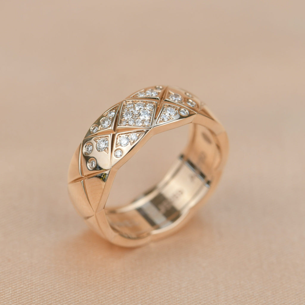 Chanel Small Rose Gold Diamond Coco Crush Ring