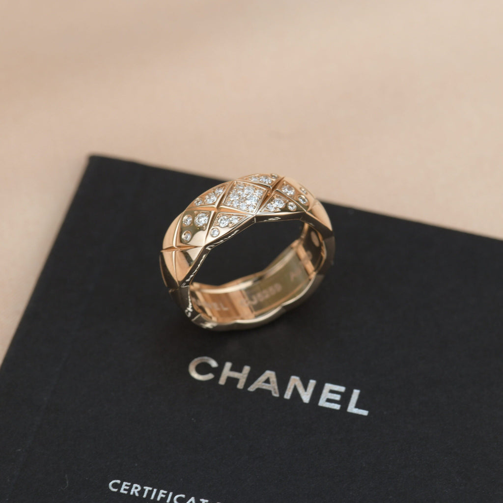 Chanel Small Rose Gold Diamond Coco Crush Ring
