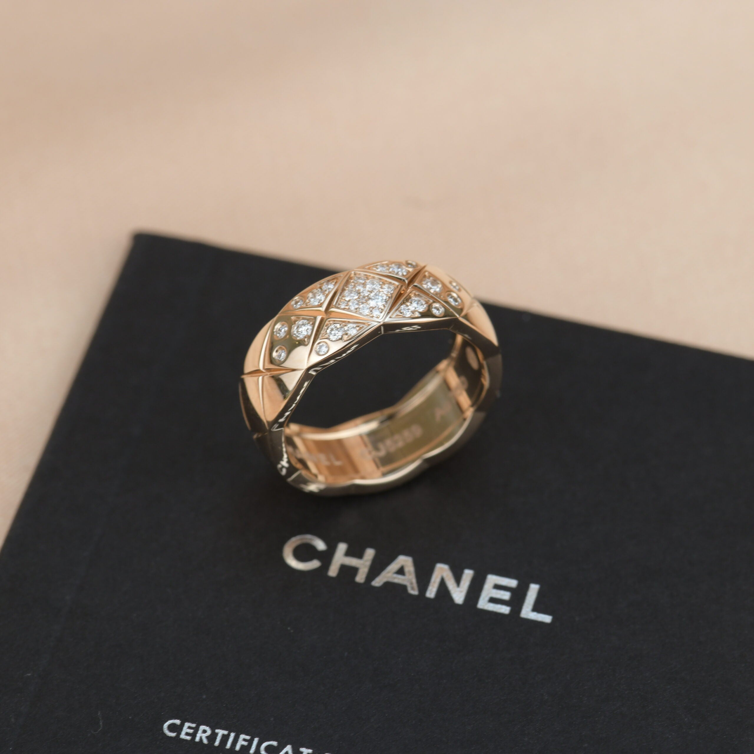 Chanel Small Rose Gold Diamond Coco Crush Ring