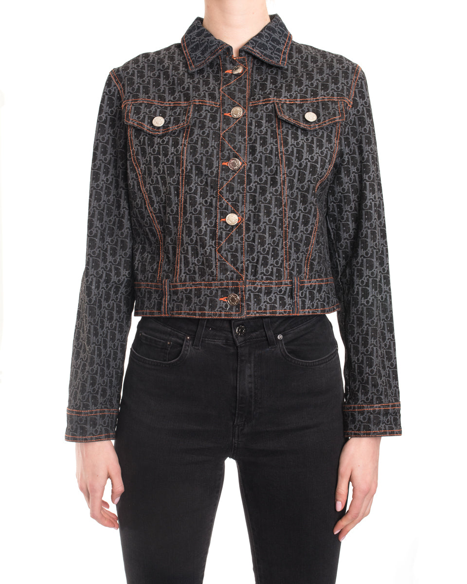 Christian Dior Vintage Galliano Monogram Denim Jean Jacket