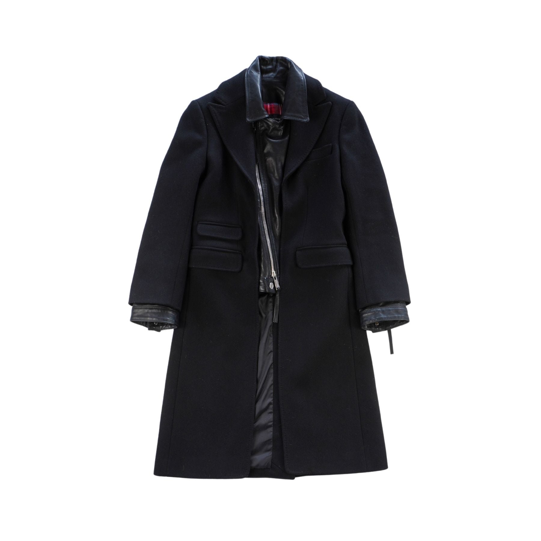 Dsquared2 Wool Leather Coat - Women's 42