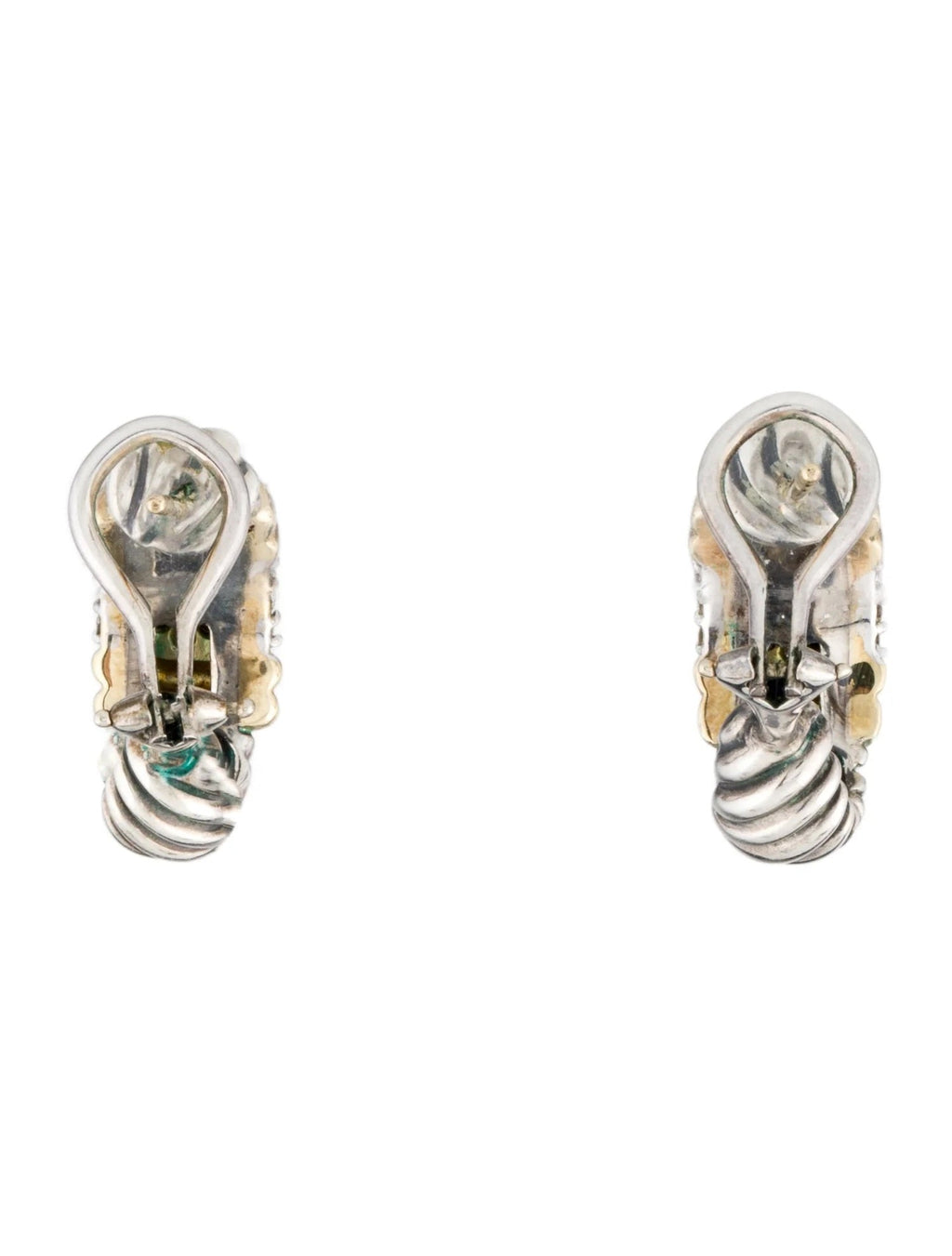 DY DIAMOND STERLING SILVER 18K GOLD SHRIMP EARCLIP EARRINGS