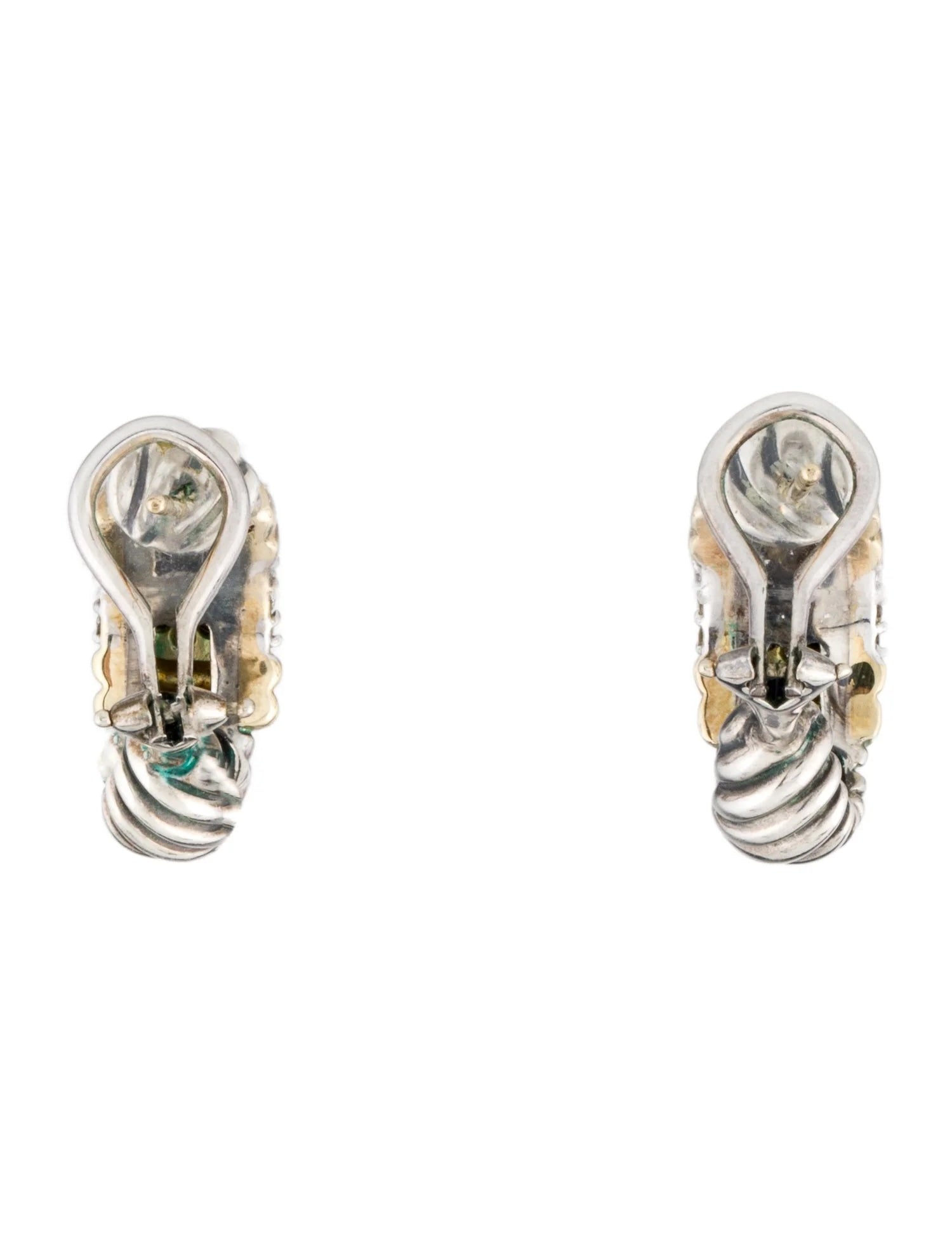 DY DIAMOND STERLING SILVER 18K GOLD SHRIMP EARCLIP EARRINGS