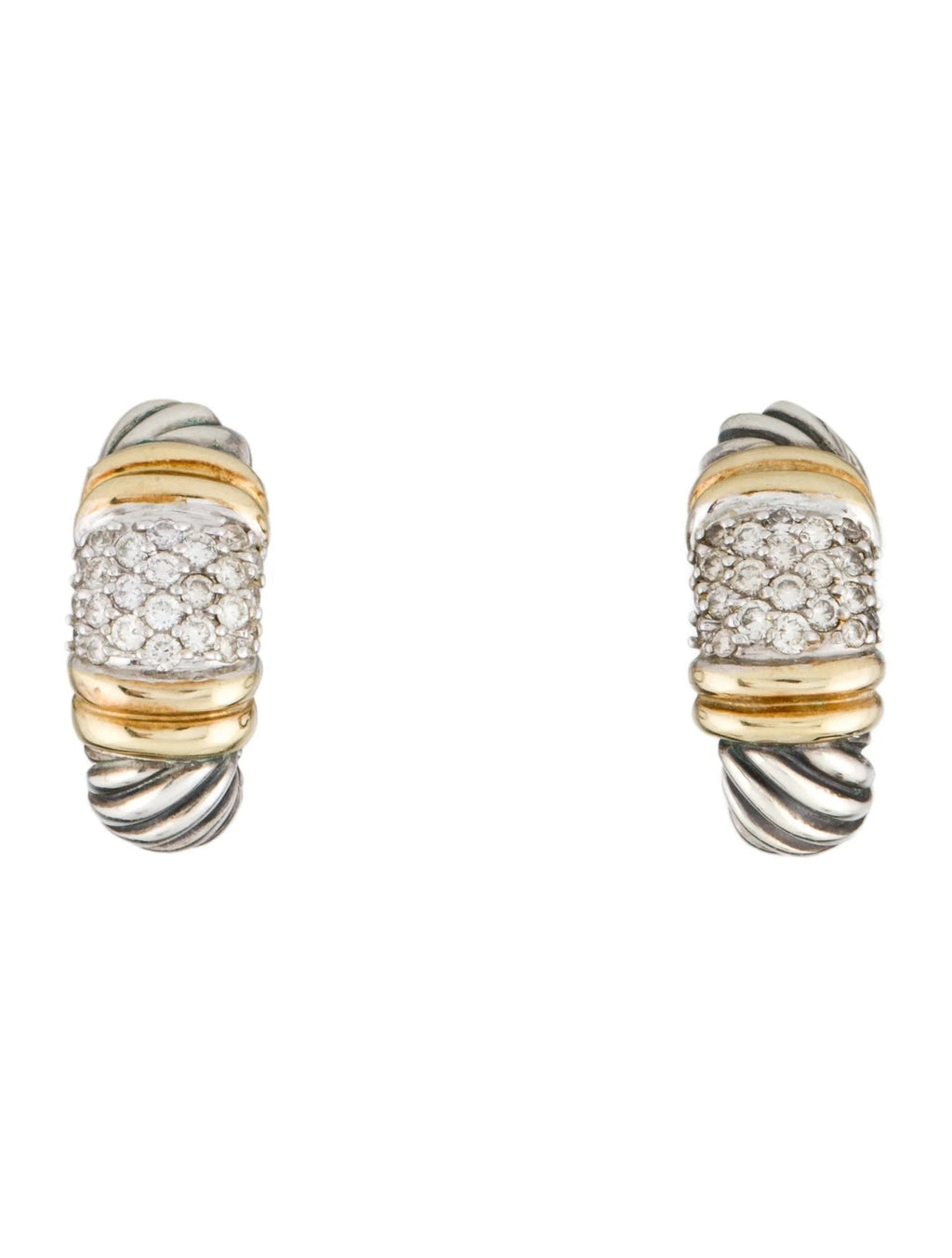 DY DIAMOND STERLING SILVER 18K GOLD SHRIMP EARCLIP EARRINGS