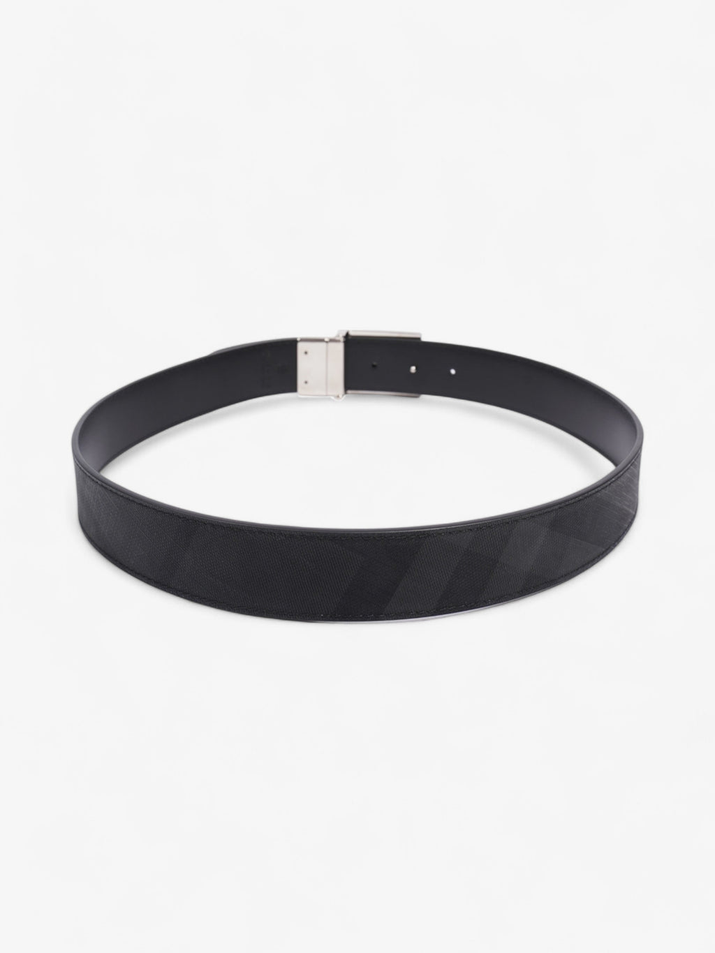 Burberry Reversible Plaque Belt Black / Silver Coated Canvas 85cm / 34"