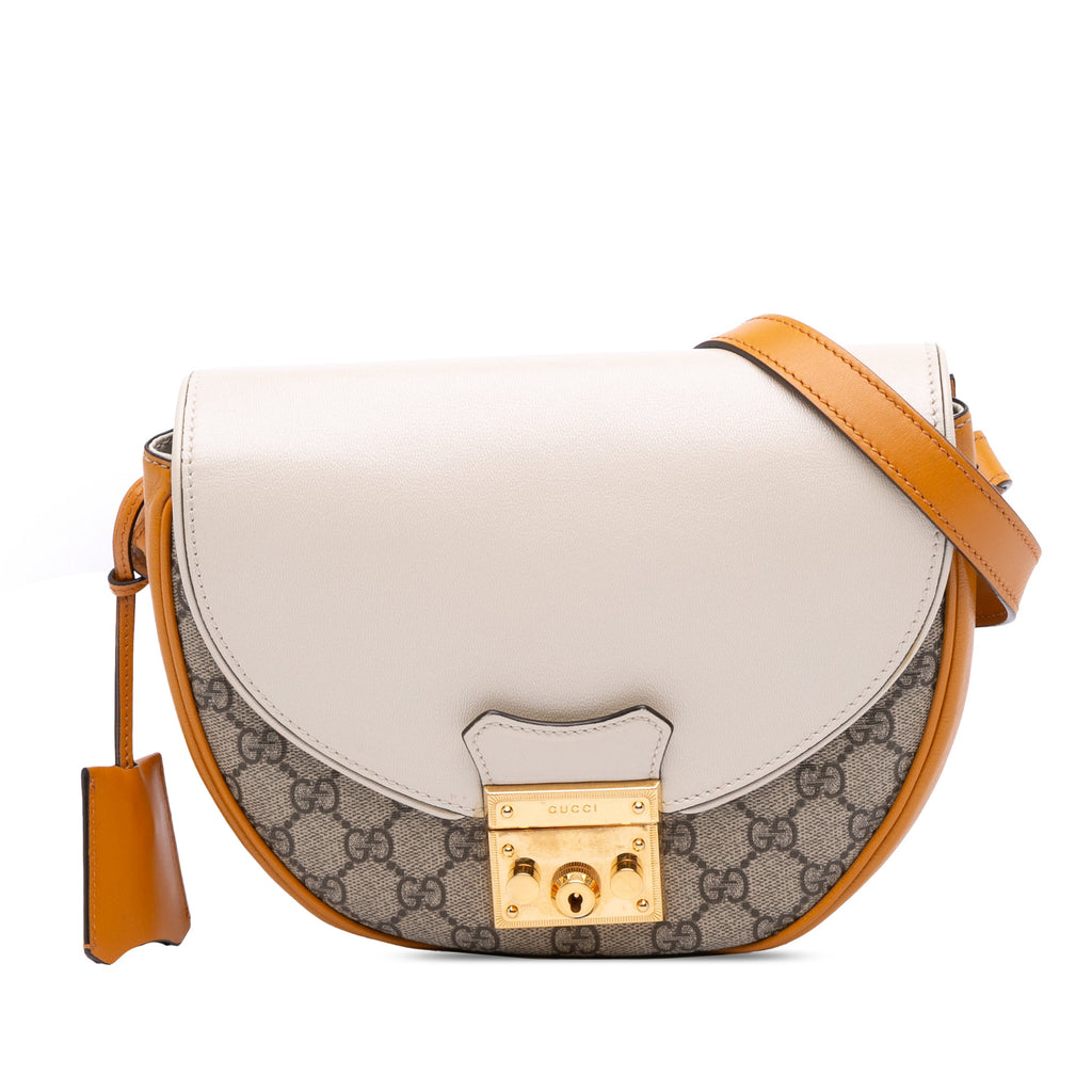 Padlock Saddle Shoulder Bag GG Coated Canvas and Leather Small