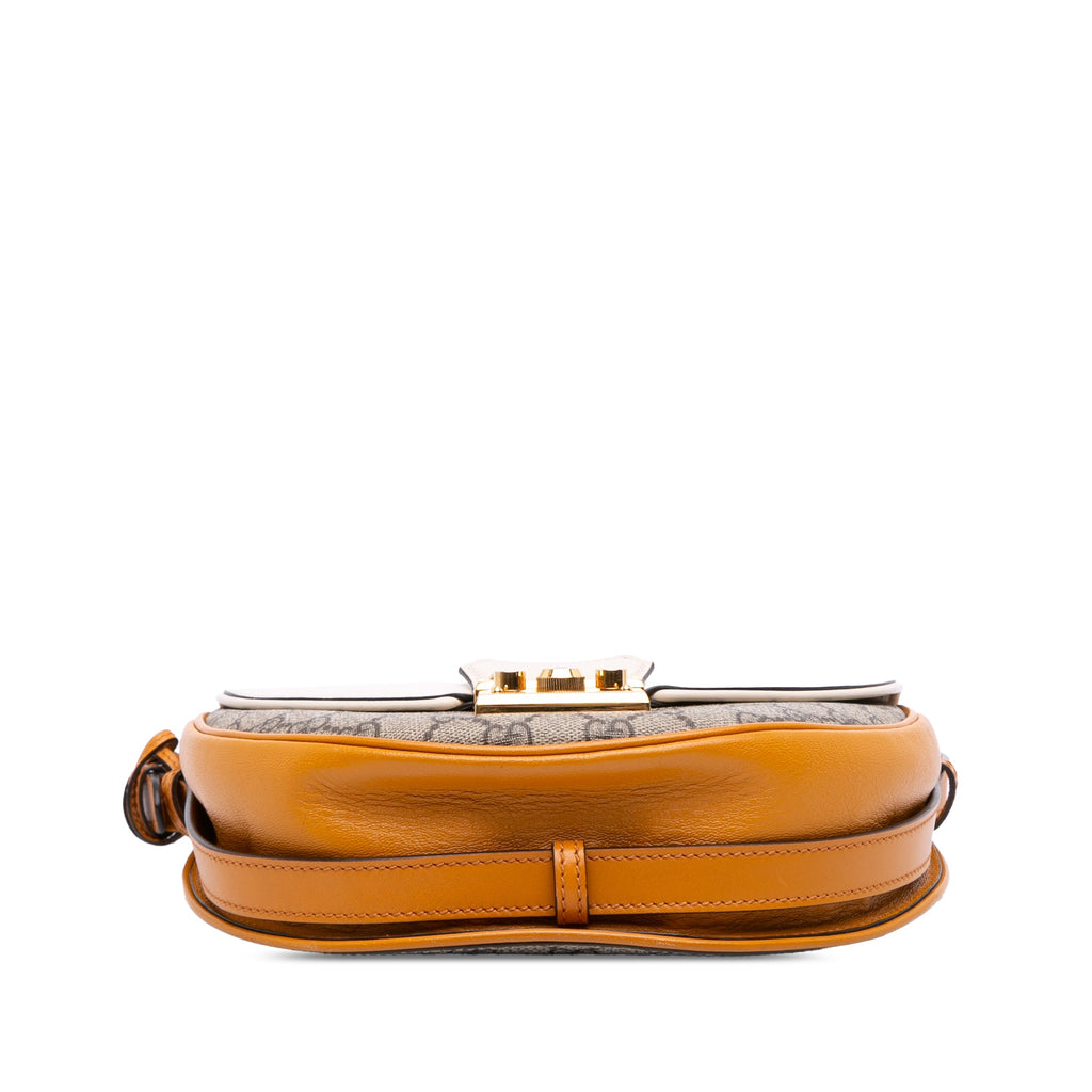 Padlock Saddle Shoulder Bag GG Coated Canvas and Leather Small