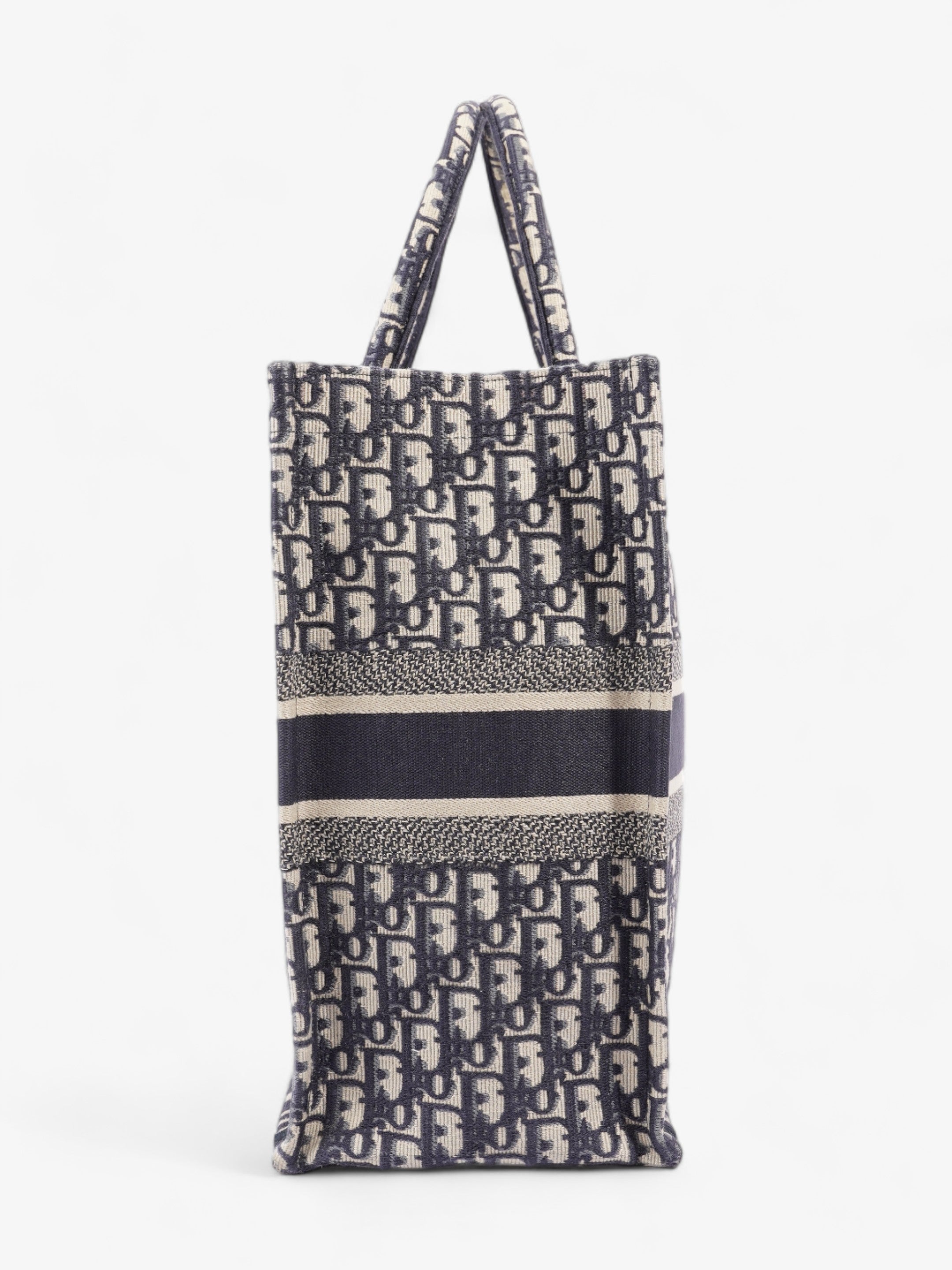 Christian Dior Book Tote Ecru and Blue Dior Oblique Canvas Large