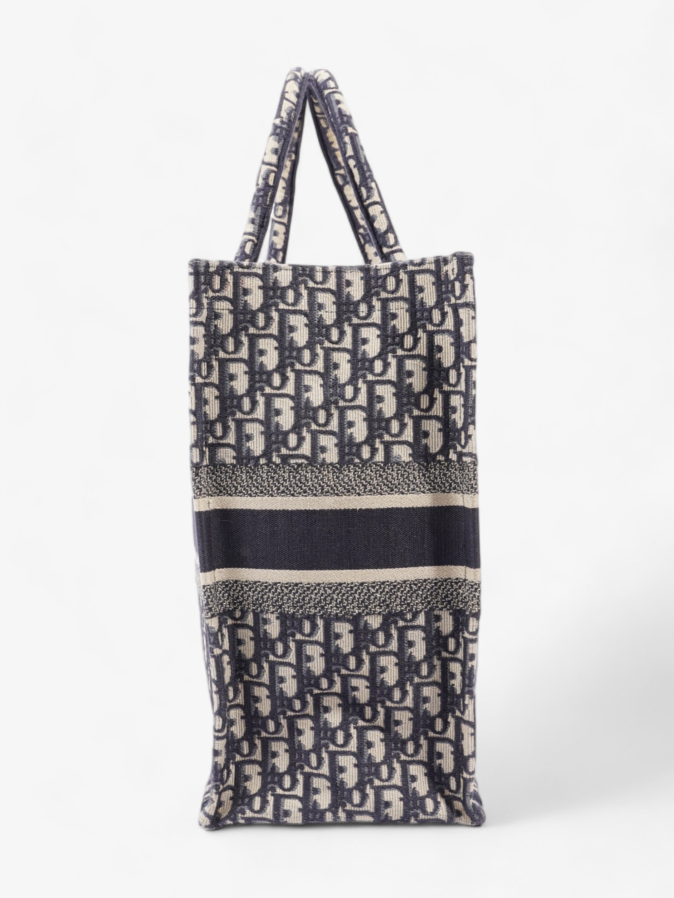 Christian Dior Book Tote Ecru and Blue Dior Oblique Canvas Large