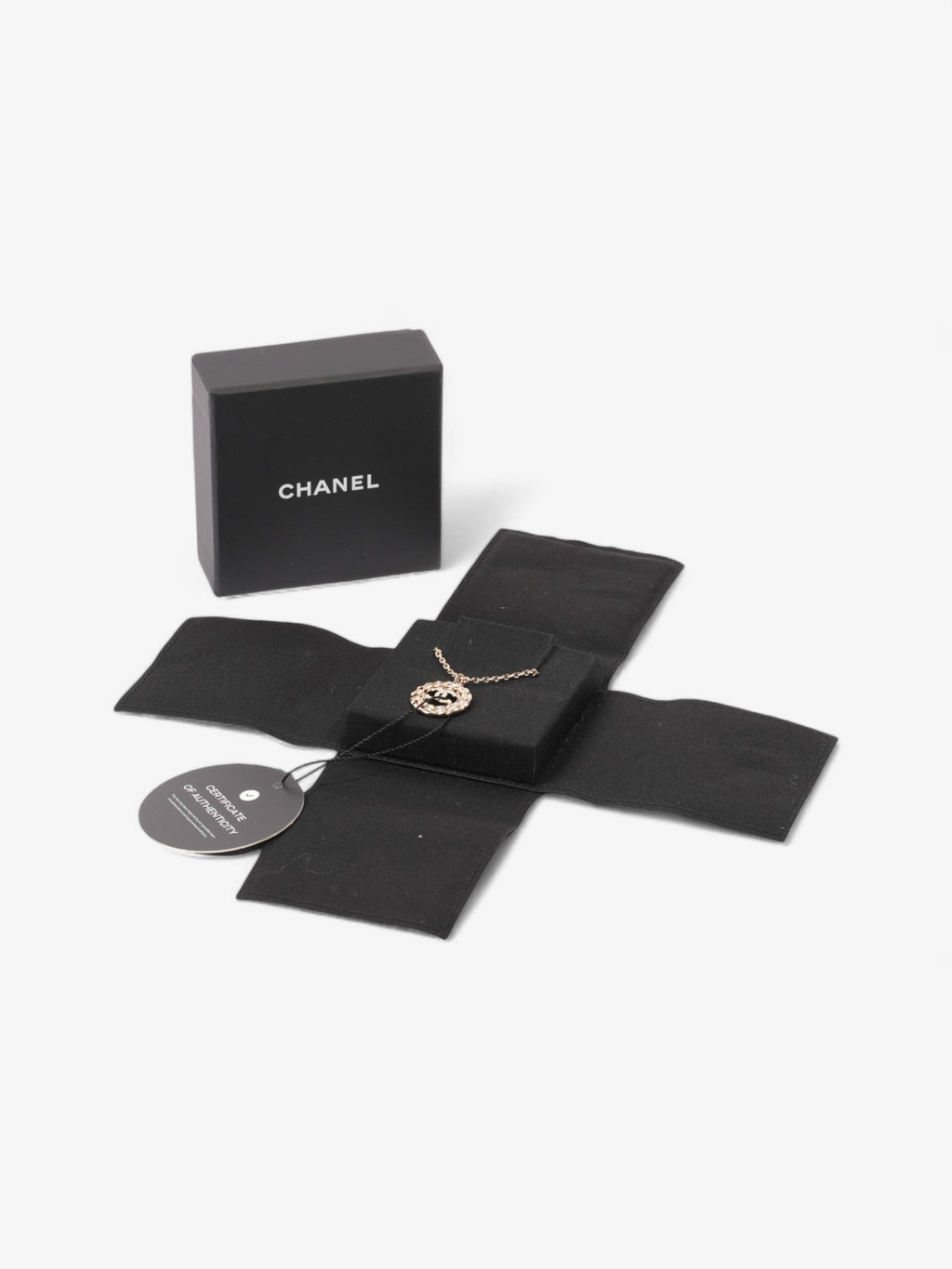 Chanel CC Medallion Necklace Light Gold Base Metal