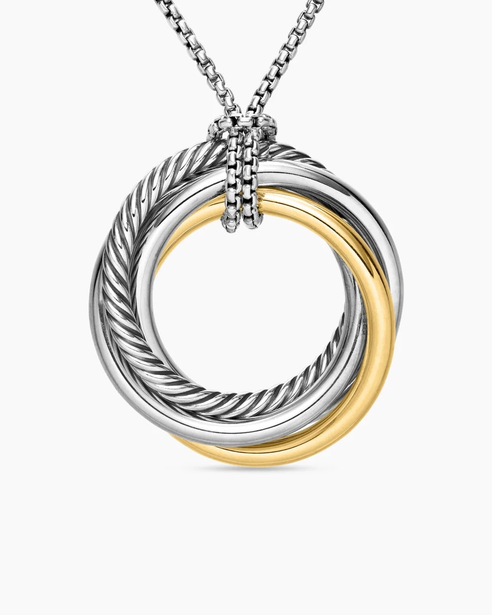 DY STERLING SILVER 14K GOLD CROSSOVER PENDANT NECKLACE