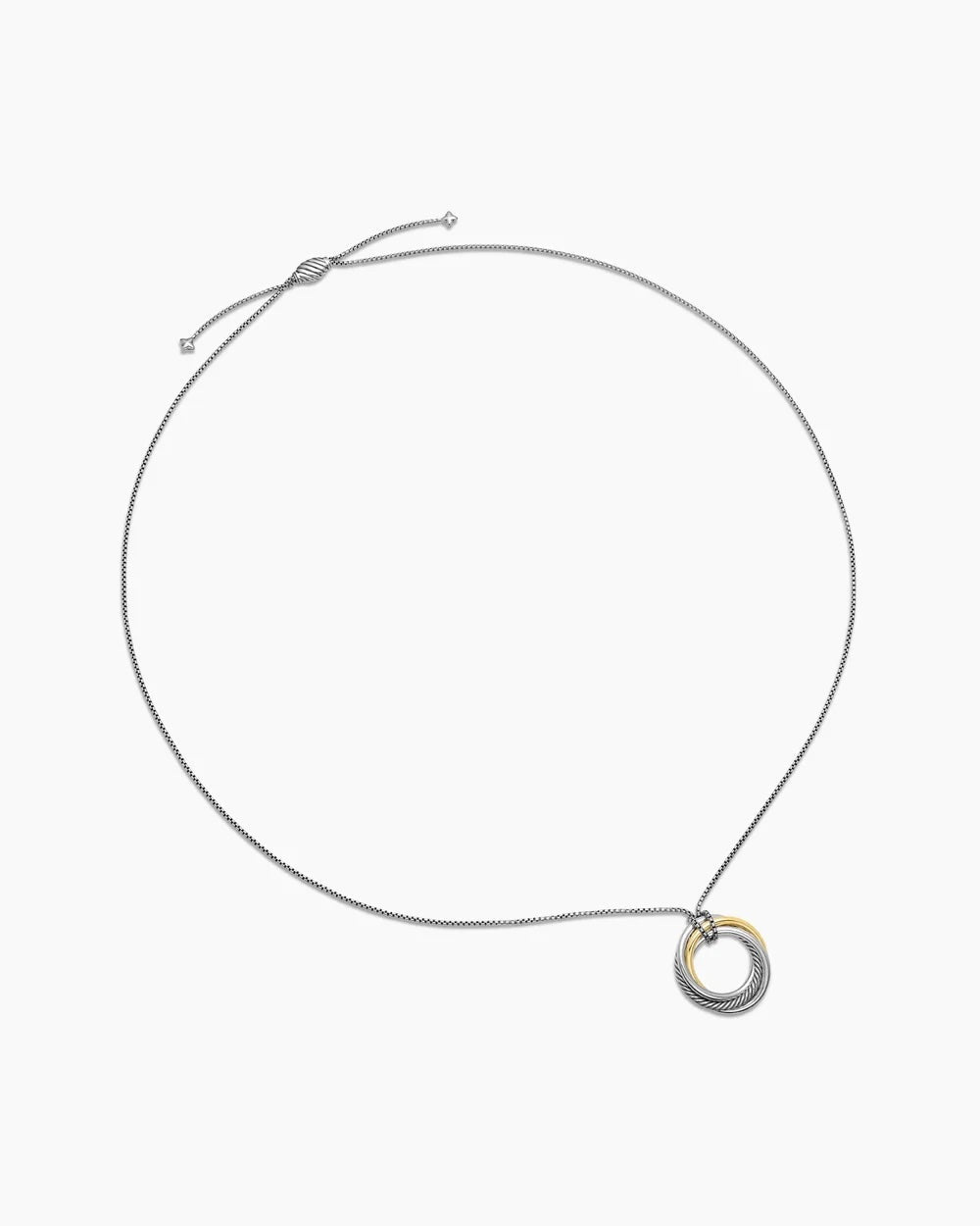 DY STERLING SILVER 14K GOLD CROSSOVER PENDANT NECKLACE