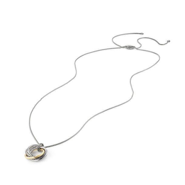 DY STERLING SILVER 14K GOLD CROSSOVER PENDANT NECKLACE