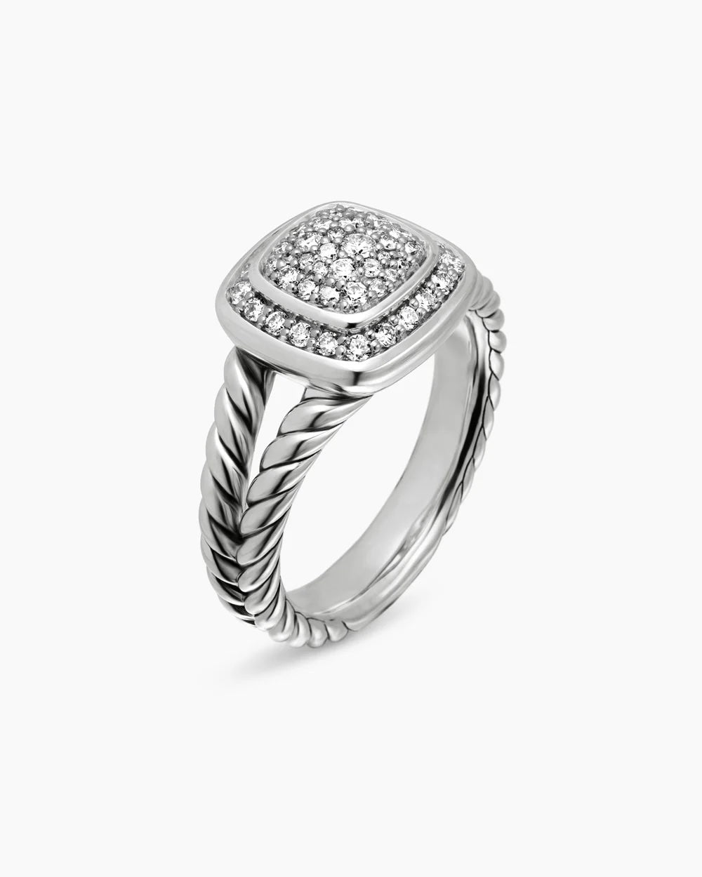 DY STERLING SILVER PAVE DIAMONDS PETITE ALBION RING