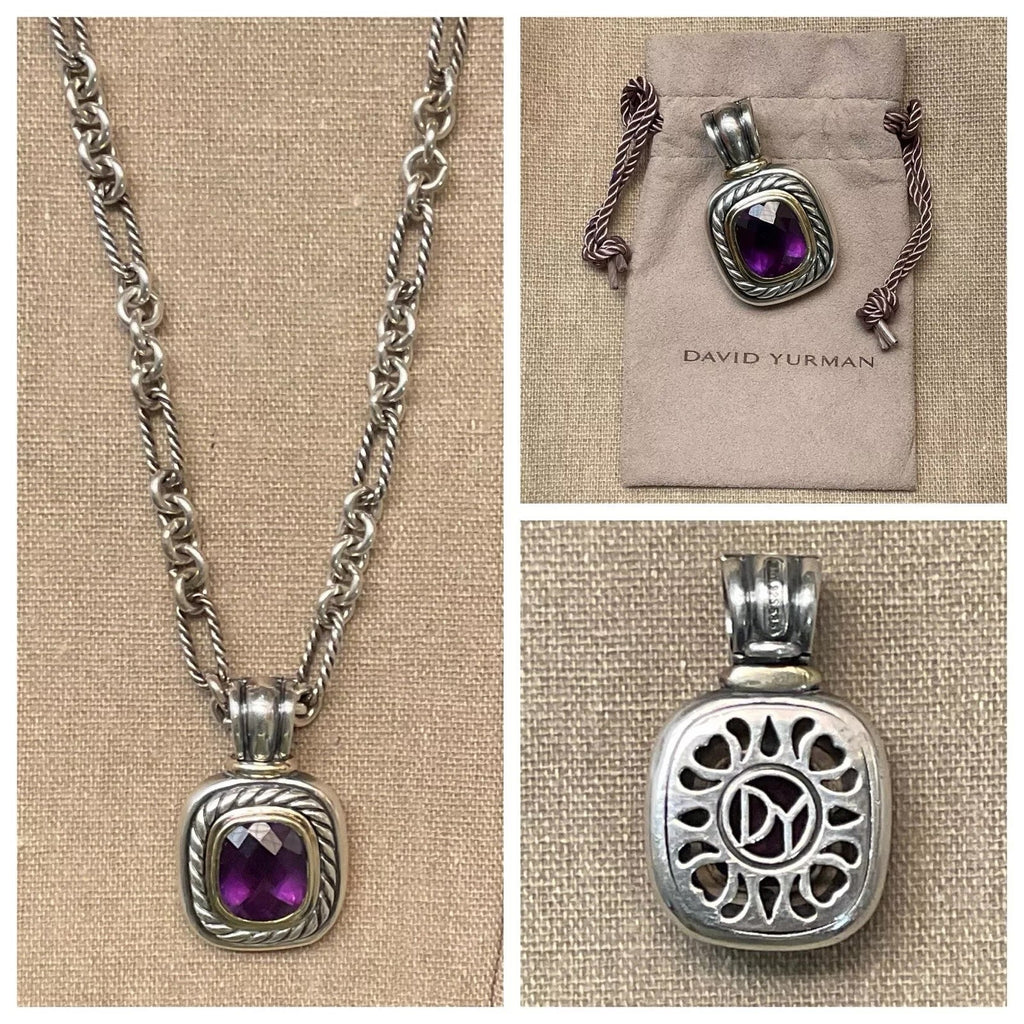 DY AMETHYST ALBION STERLING SILVER 18K GOLD PENDANT NECKLACE