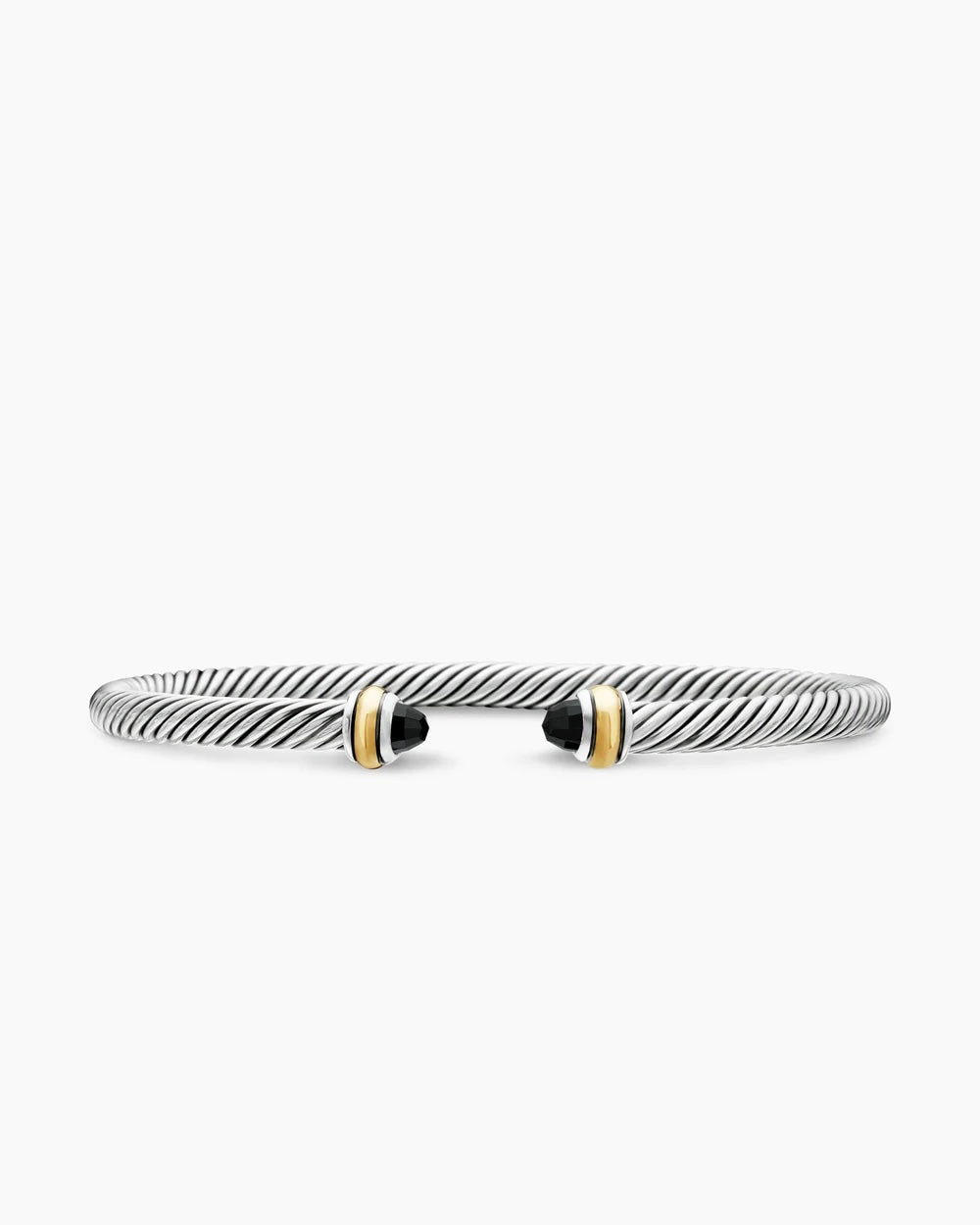 DY CLASSIC CABLE STERLING SILVER 18K GOLD BLACK ONYX BRACELET