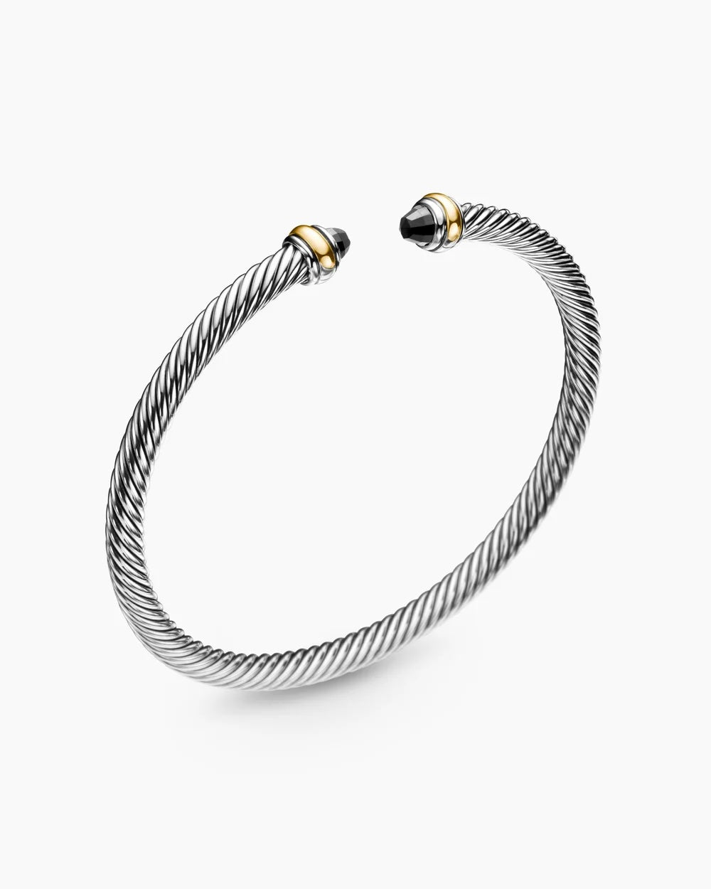 DY CLASSIC CABLE STERLING SILVER 18K GOLD BLACK ONYX BRACELET