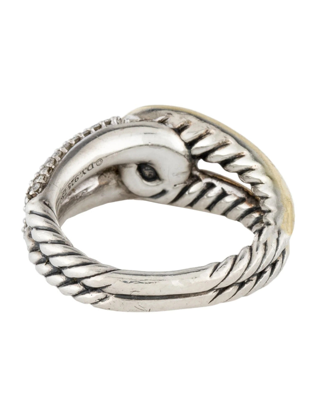 DY LABYRINTH STERLING SILVER 18K GOLD DIAMONDS SINGLE LOOP RING