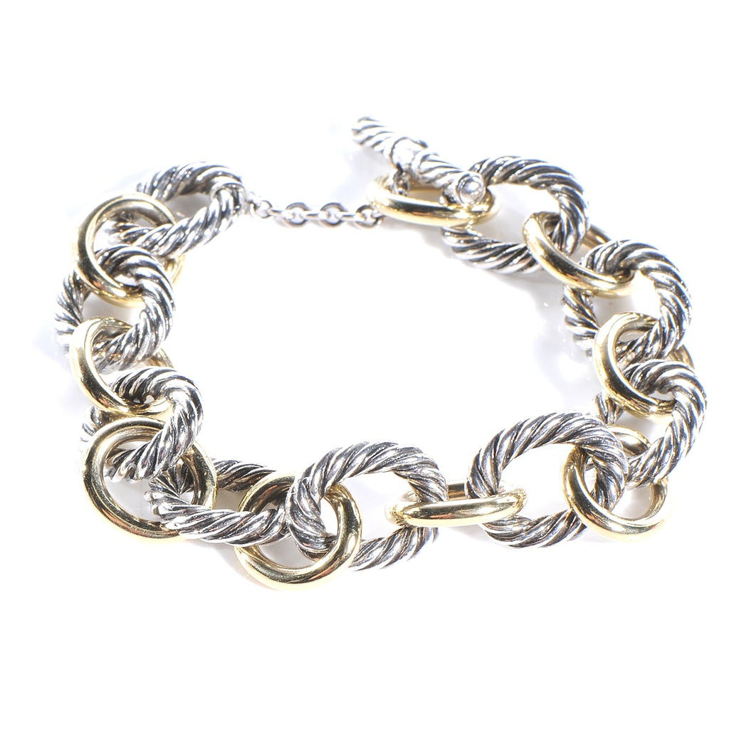 DY STERLING SILVER 18K YELLOW GOLD MADISON® TOGGLE CHAIN BRACELET