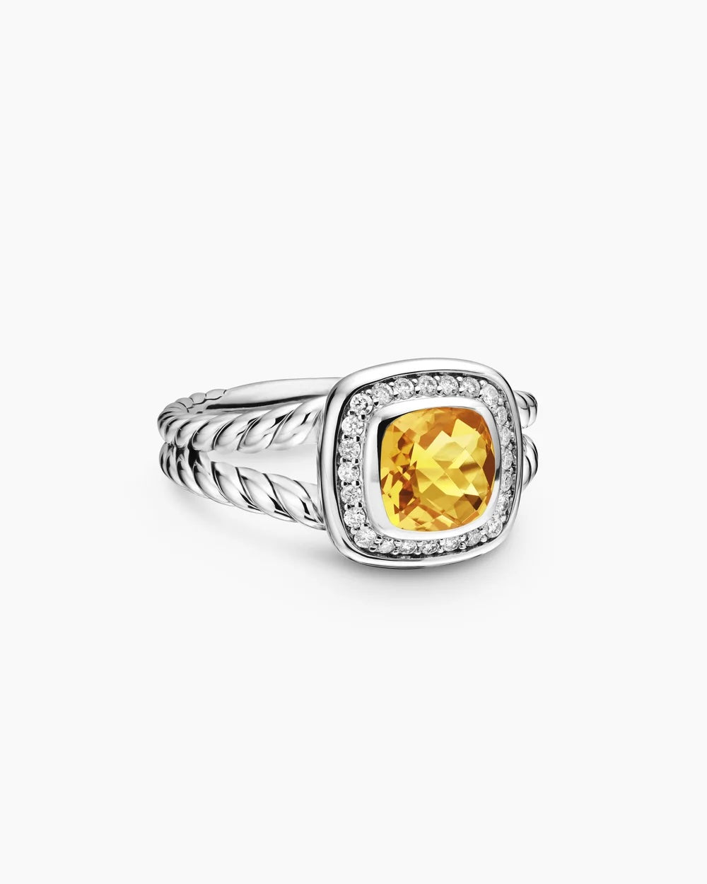 DY PETITE ALBION®  STERLING SILVER CITRINE DIAMONDS RING