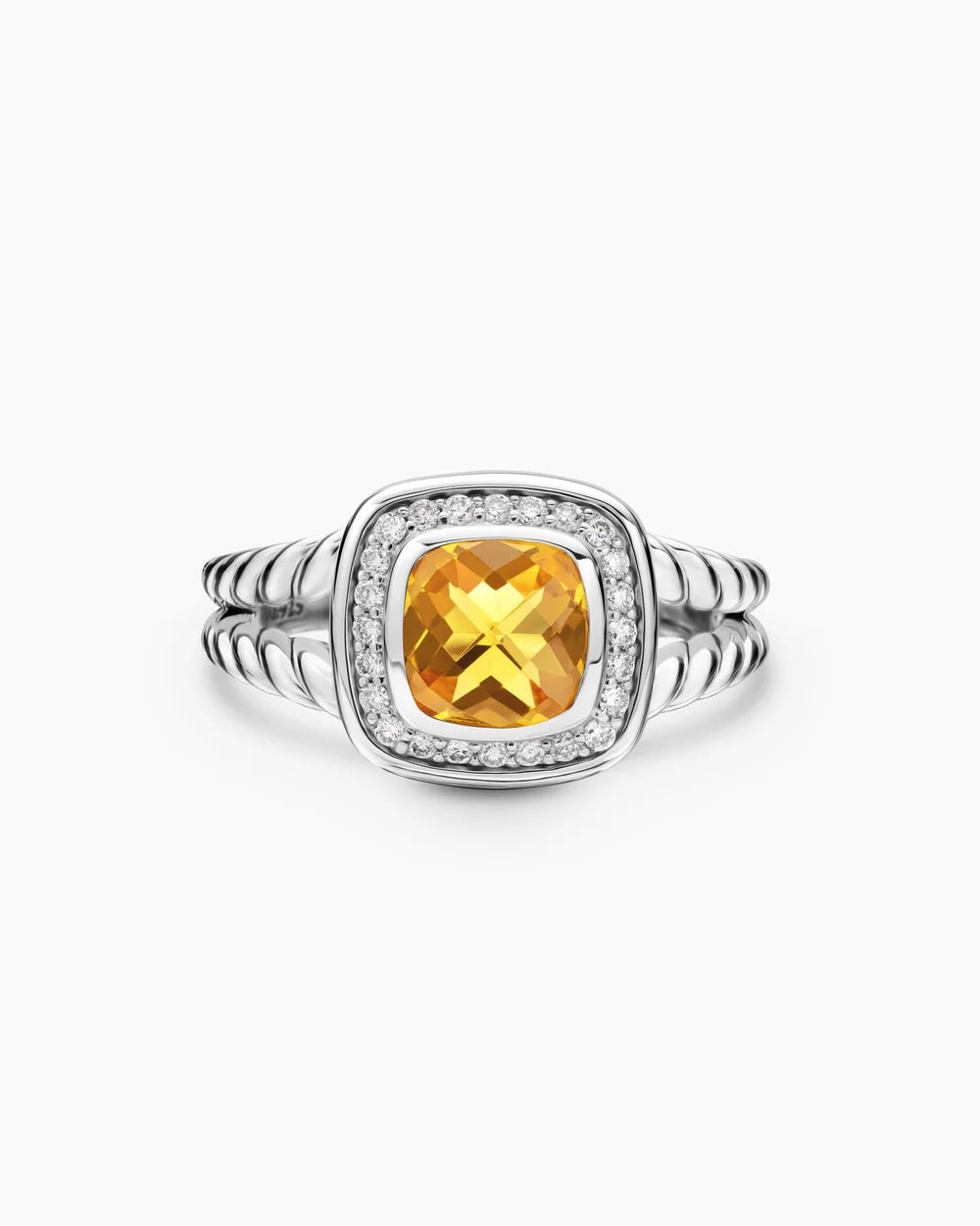 DY PETITE ALBION®  STERLING SILVER CITRINE DIAMONDS RING