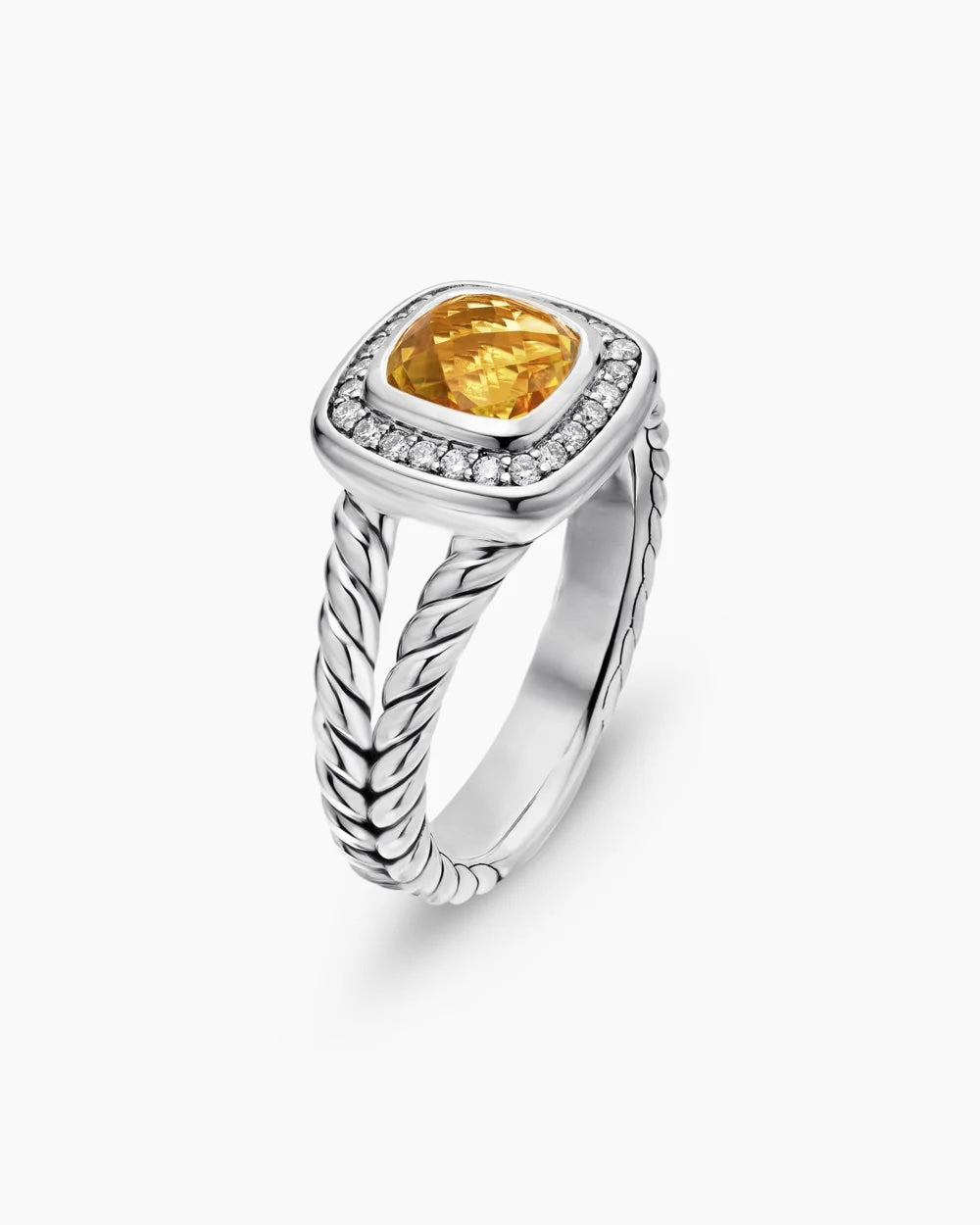 DY PETITE ALBION®  STERLING SILVER CITRINE DIAMONDS RING