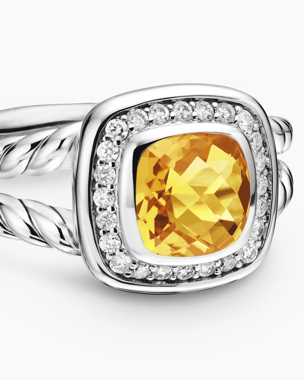 DY PETITE ALBION®  STERLING SILVER CITRINE DIAMONDS RING