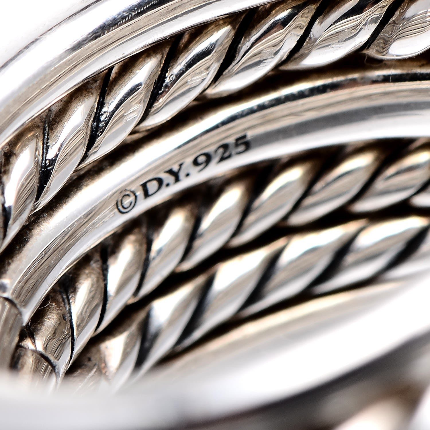 DY STERLING SILVER STAX SIX ROW PAVE DIAMONDS RING