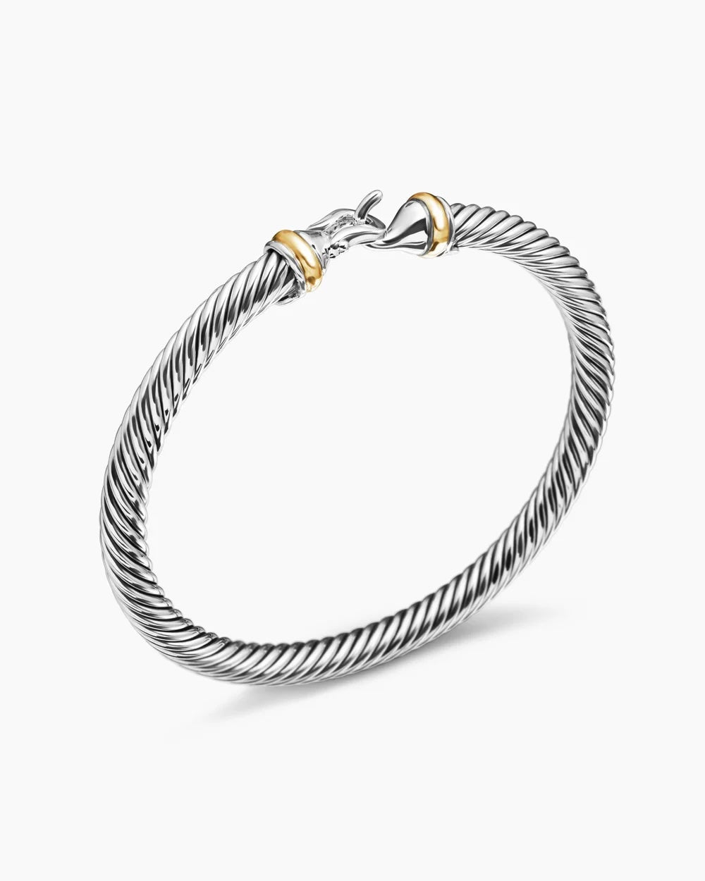 DY BUCKLE CLASSIC CABLE STERLING SILVER 18K GOLD BRACELET