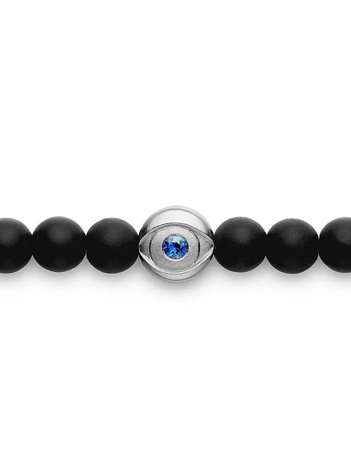DAVID YURMAN SPIRITUAL ONYX & SAPPHIRES BEADS EVIL EYE BRACELET