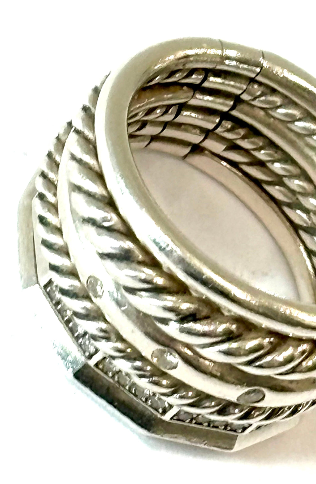 DY STERLING SILVER STAX SIX ROW PAVE DIAMONDS RING
