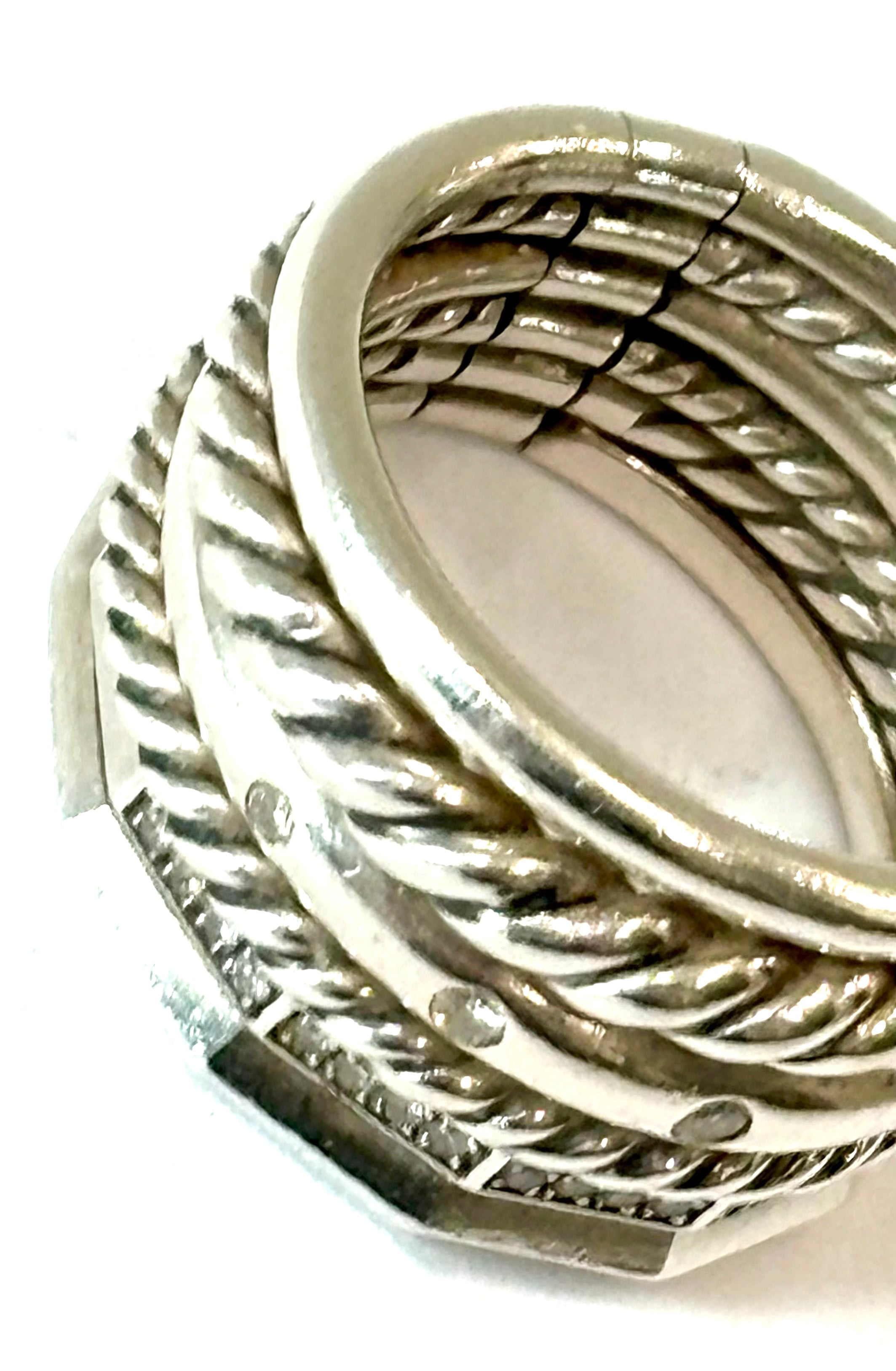 DY STERLING SILVER STAX SIX ROW PAVE DIAMONDS RING