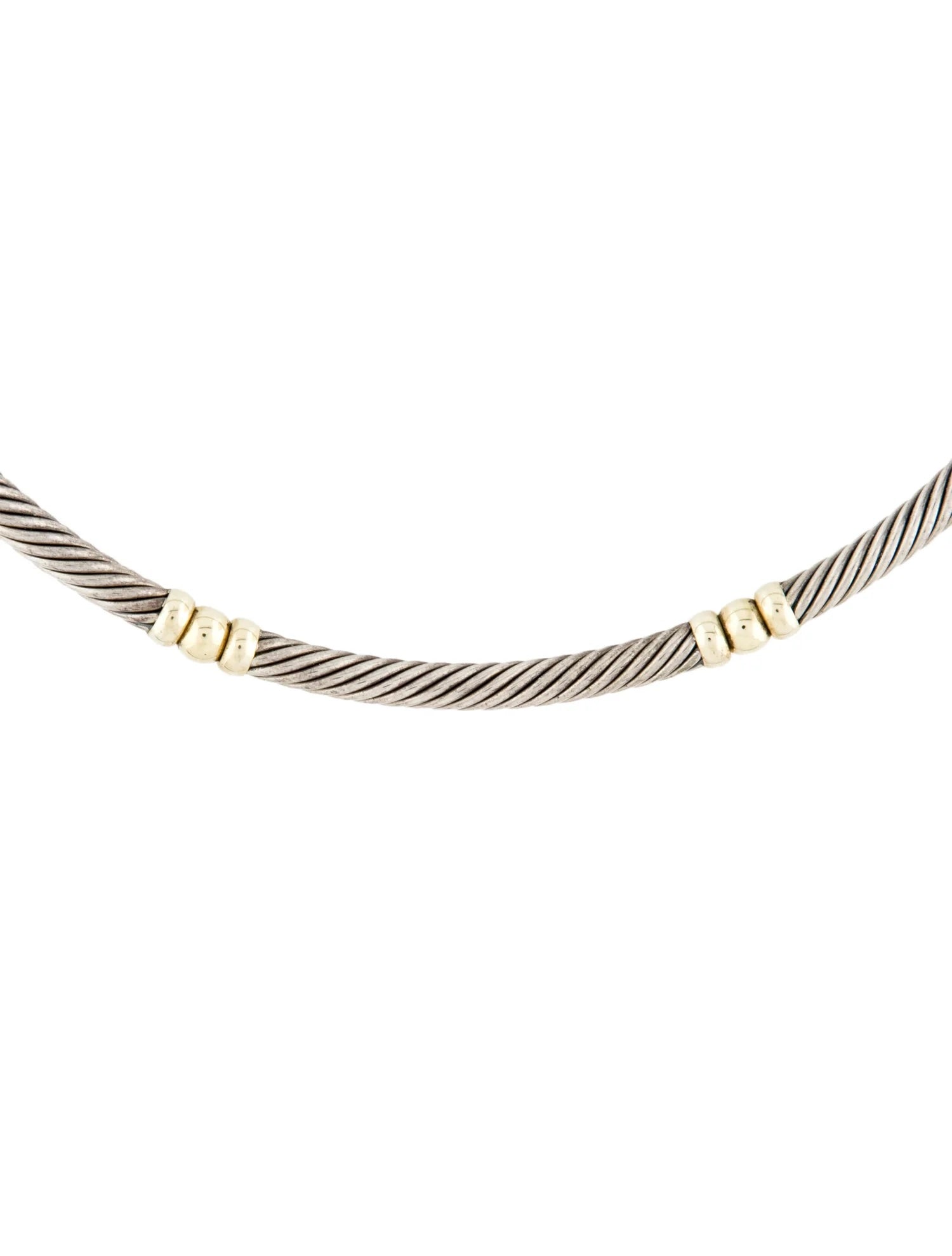 DY STERLING SILVER 14K YELLOW GOLD HAMPTON CABLE COLLAR NECKLACE