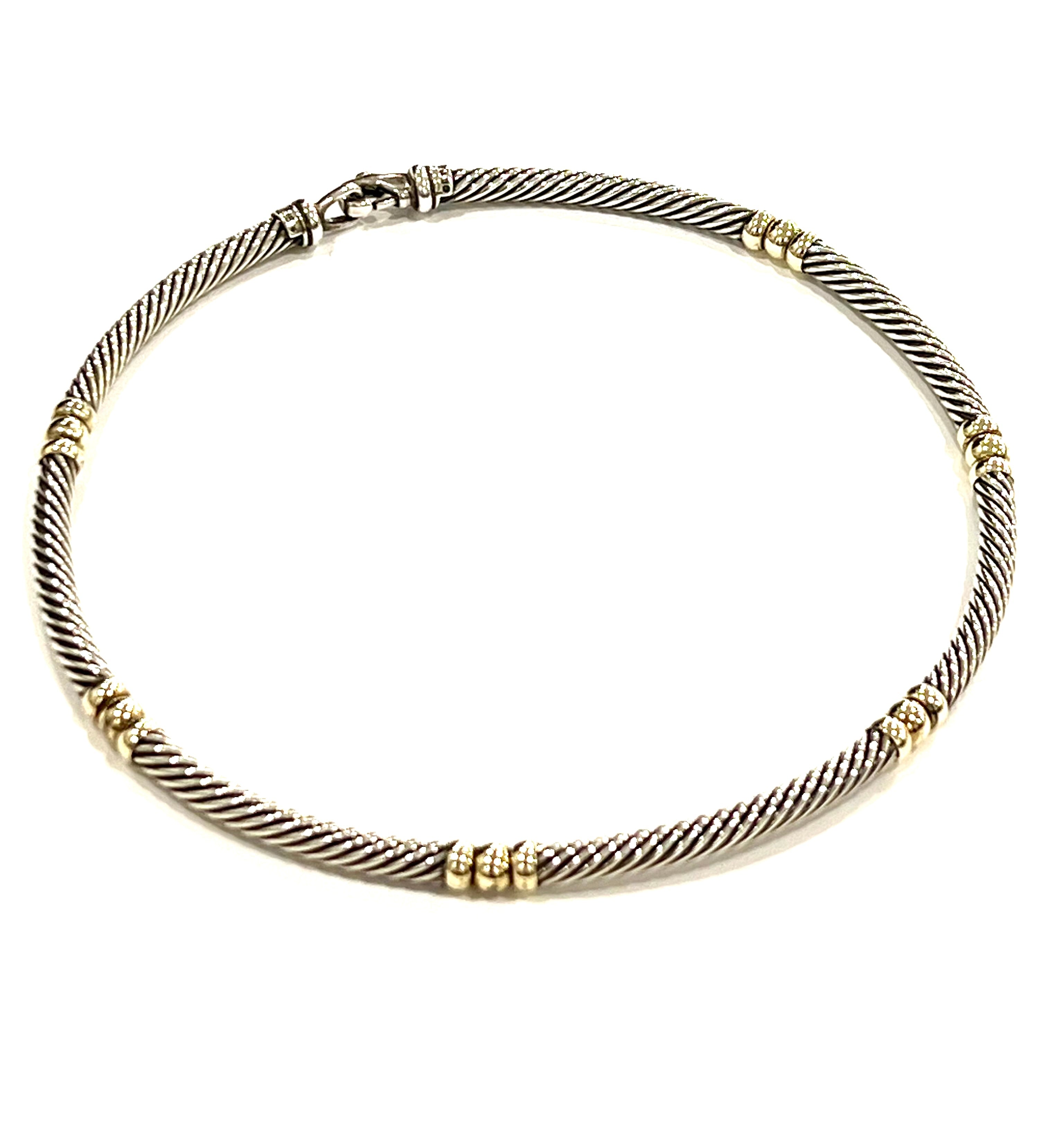 DY STERLING SILVER 14K YELLOW GOLD HAMPTON CABLE COLLAR NECKLACE