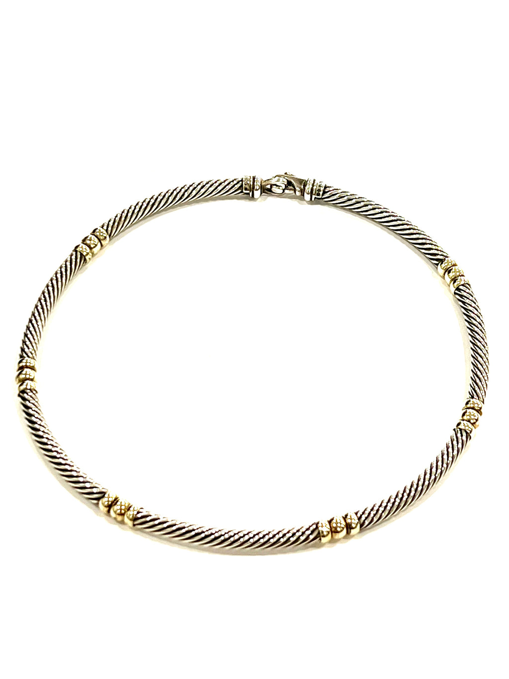 DY STERLING SILVER 14K YELLOW GOLD HAMPTON CABLE COLLAR NECKLACE