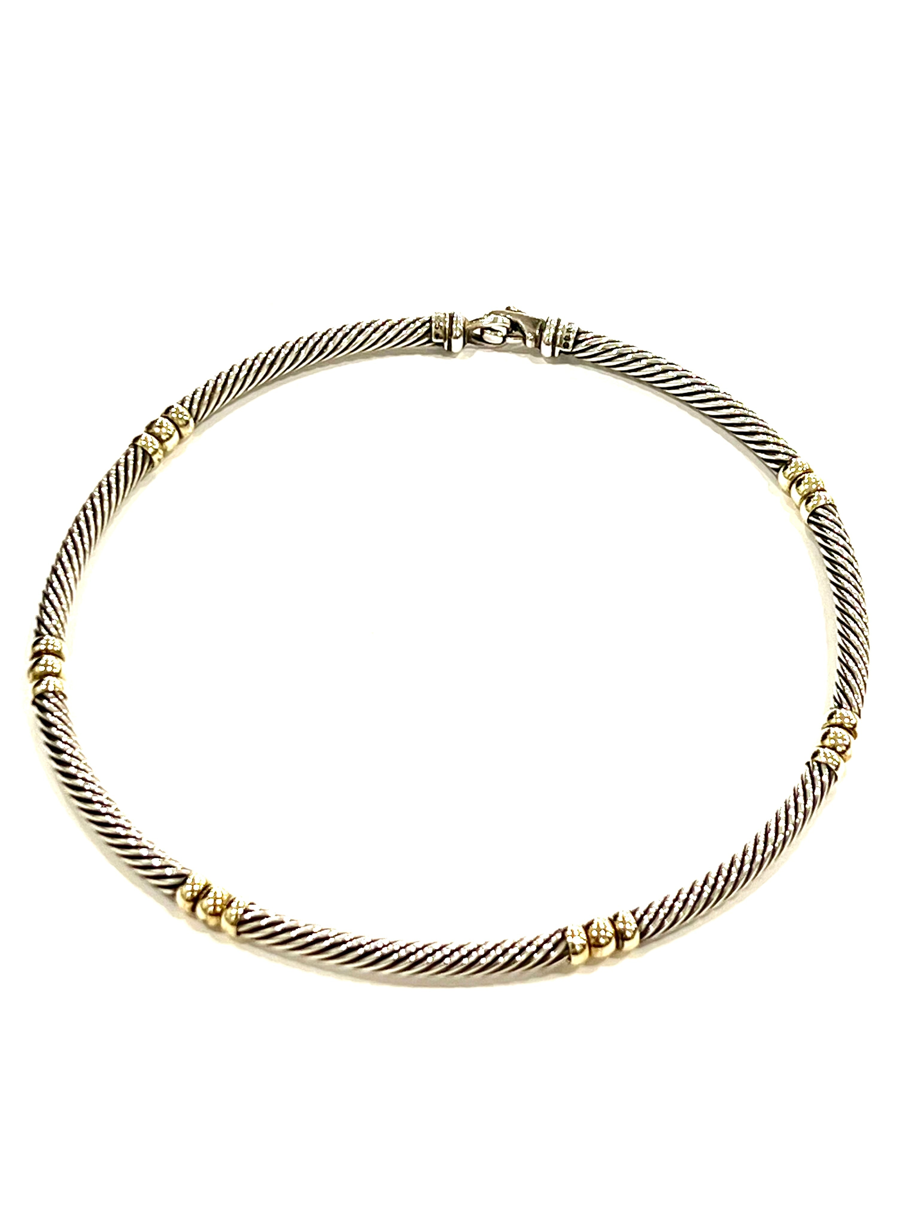 DY STERLING SILVER 14K YELLOW GOLD HAMPTON CABLE COLLAR NECKLACE