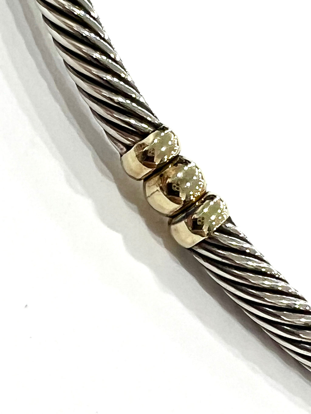 DY STERLING SILVER 14K YELLOW GOLD HAMPTON CABLE COLLAR NECKLACE
