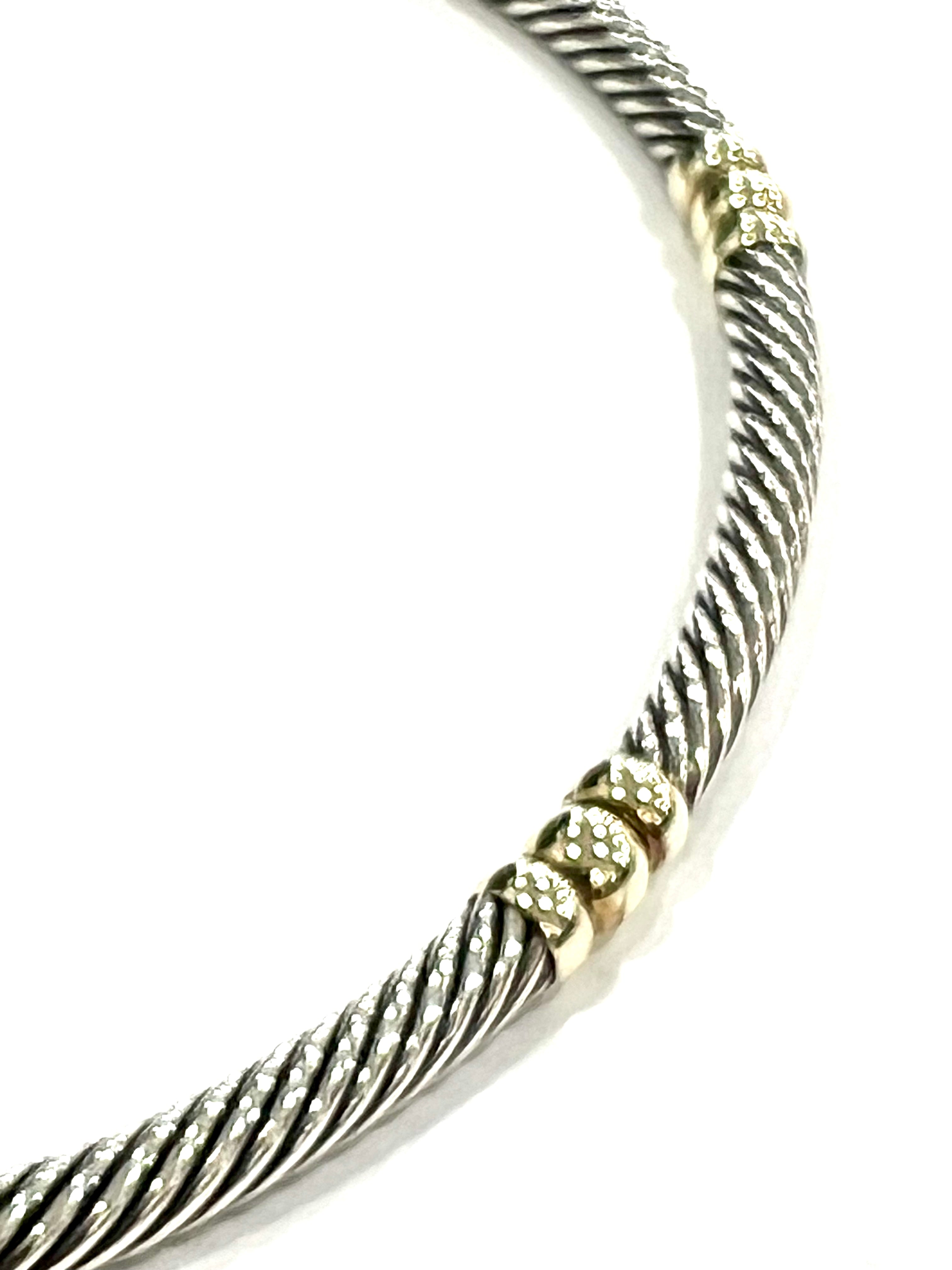 DY STERLING SILVER 14K YELLOW GOLD HAMPTON CABLE COLLAR NECKLACE