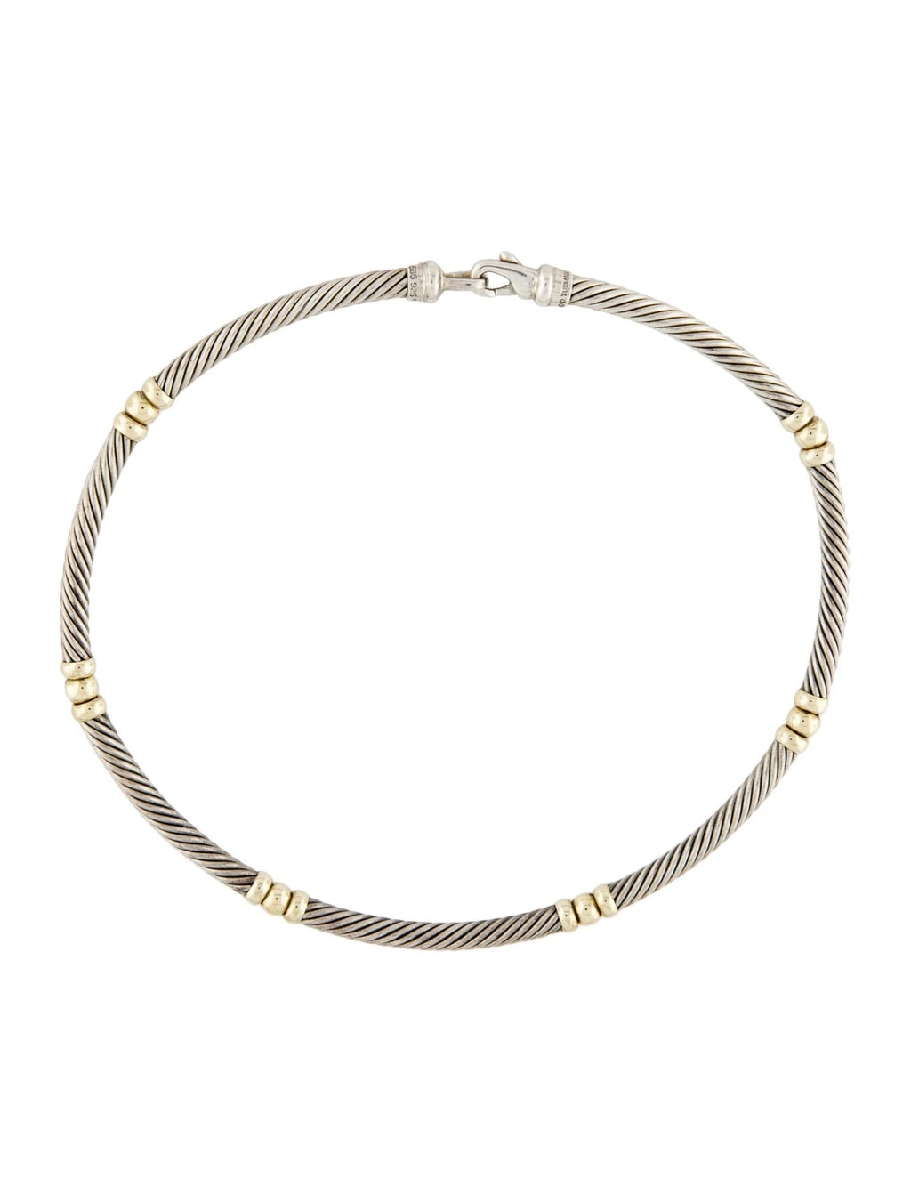 DY STERLING SILVER 14K YELLOW GOLD HAMPTON CABLE COLLAR NECKLACE