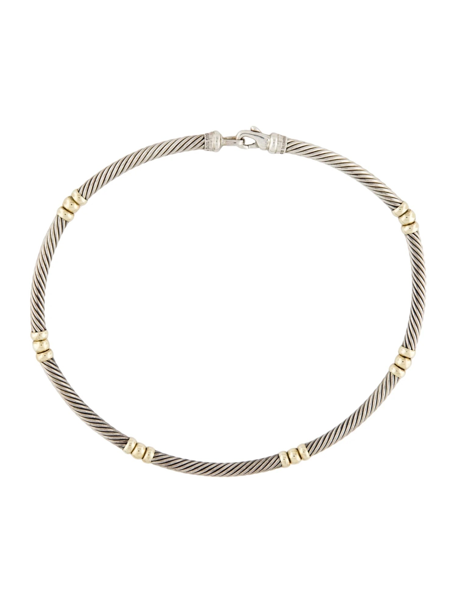 DY STERLING SILVER 14K YELLOW GOLD HAMPTON CABLE COLLAR NECKLACE